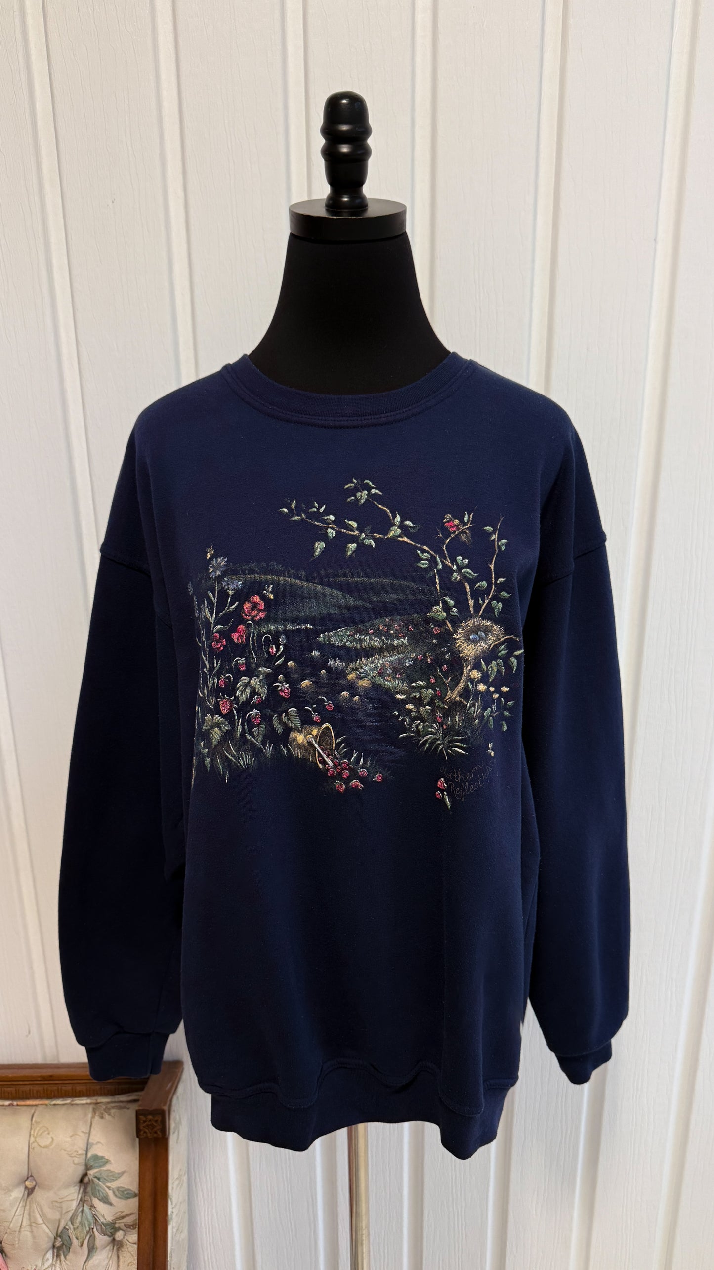 Chandail crewneck marine fleuris- large