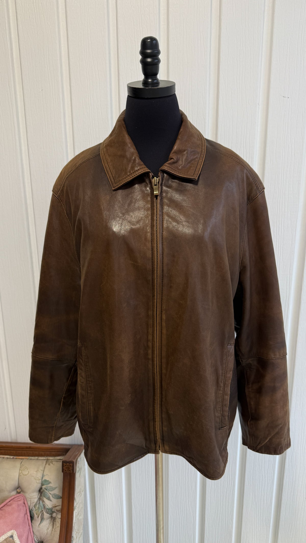 Manteau en cuir bomber- large