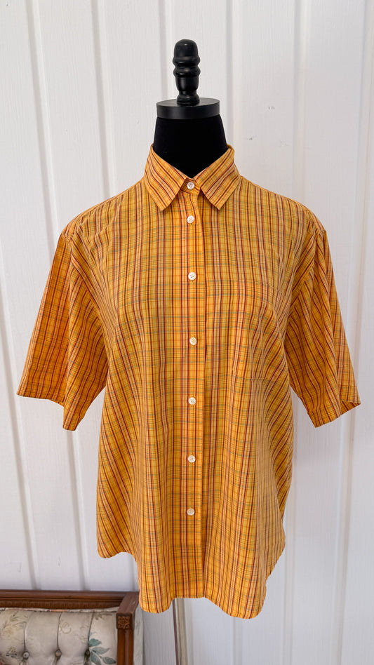 Yellow shirt with red checkered pattern - x-large