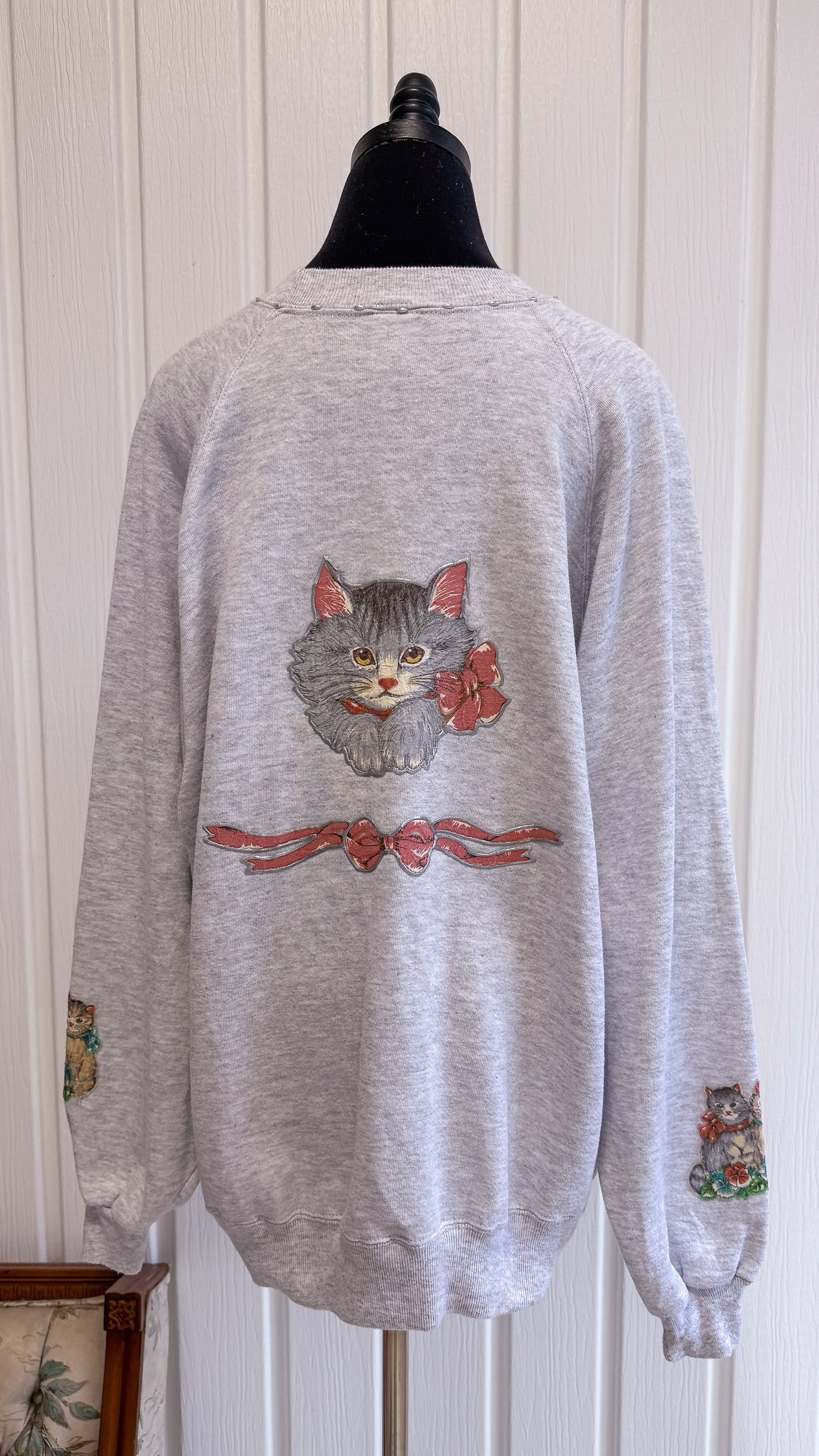 Chandail crewneck gris Chat- x-large
