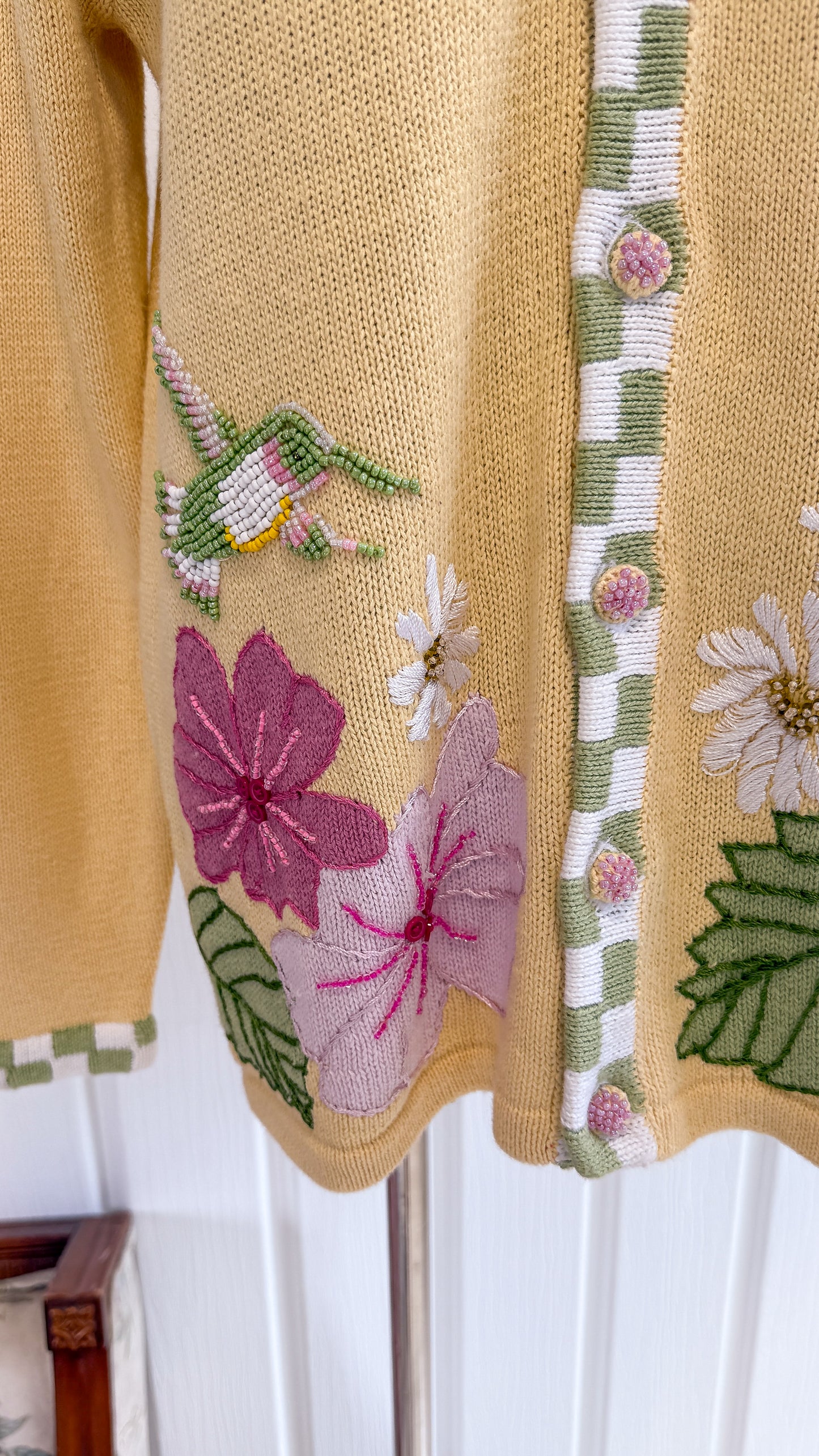 Cardigan en tricot jaune colibris- small