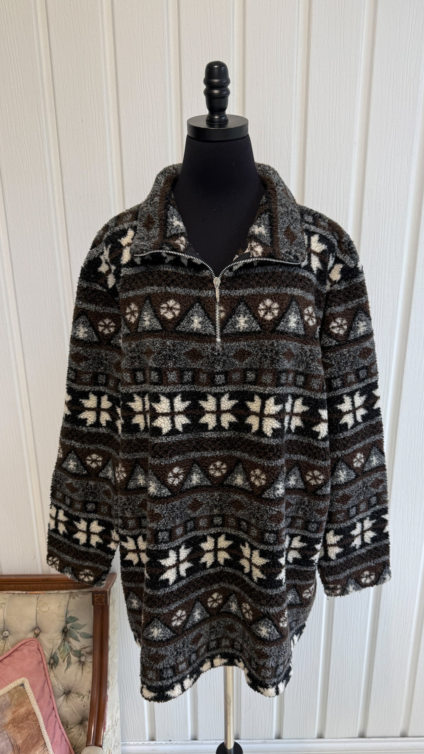 Chandail en polar rayures à motifs- taille plus