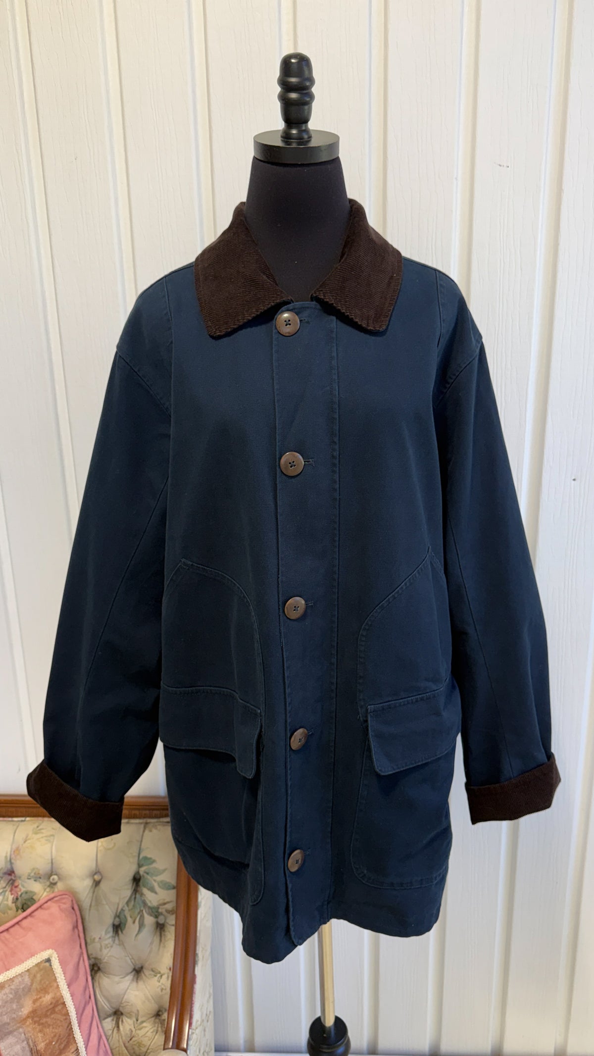 Manteau bleu marine et corduroy- large