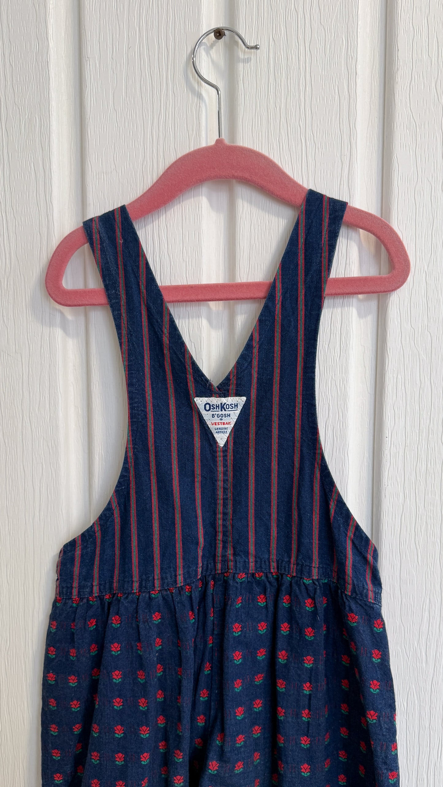 Enfants- salopette marine fleurie rouge Oshkosh- 6X