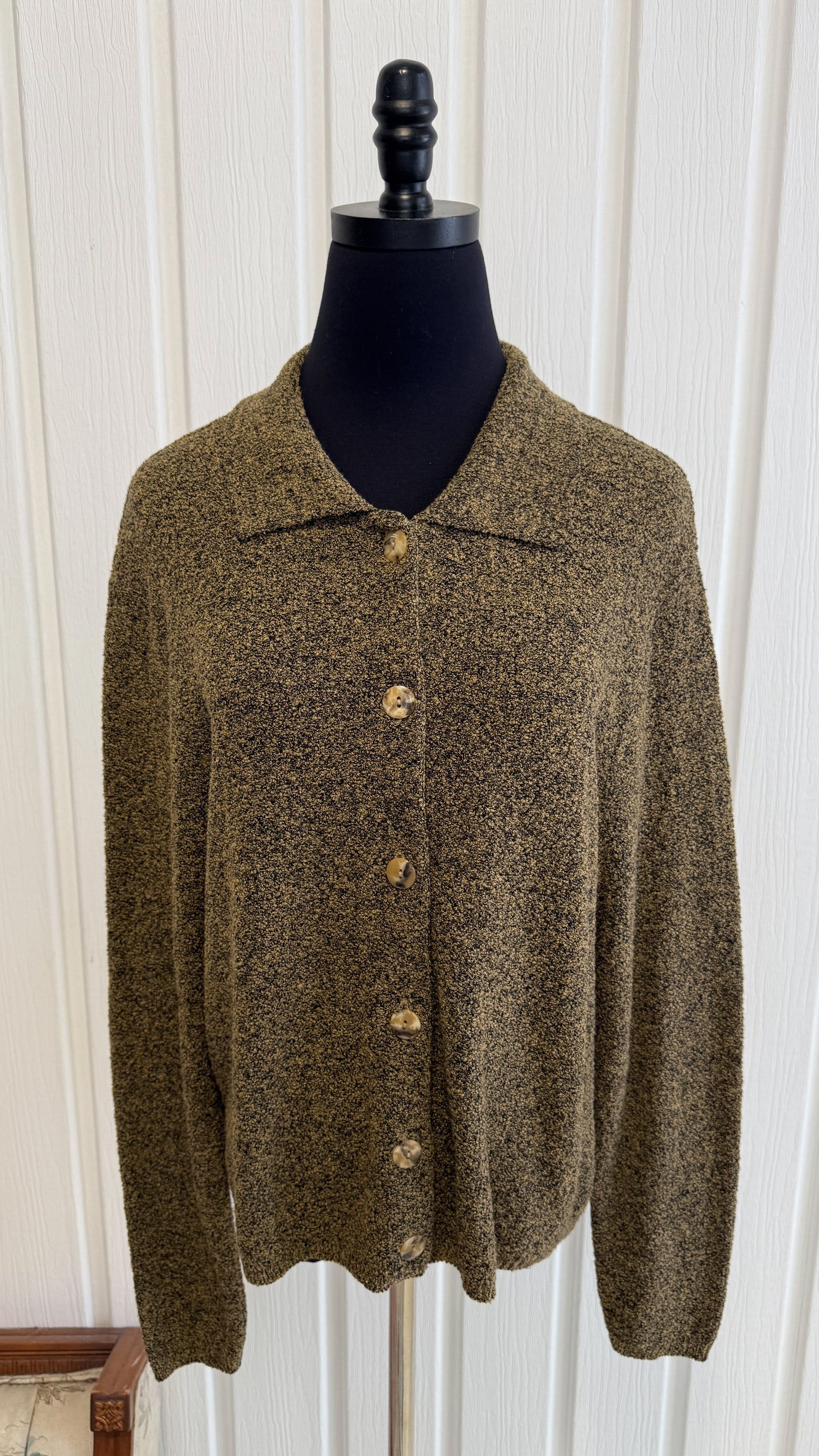 Cardigan tricot beige moucheté noir- small