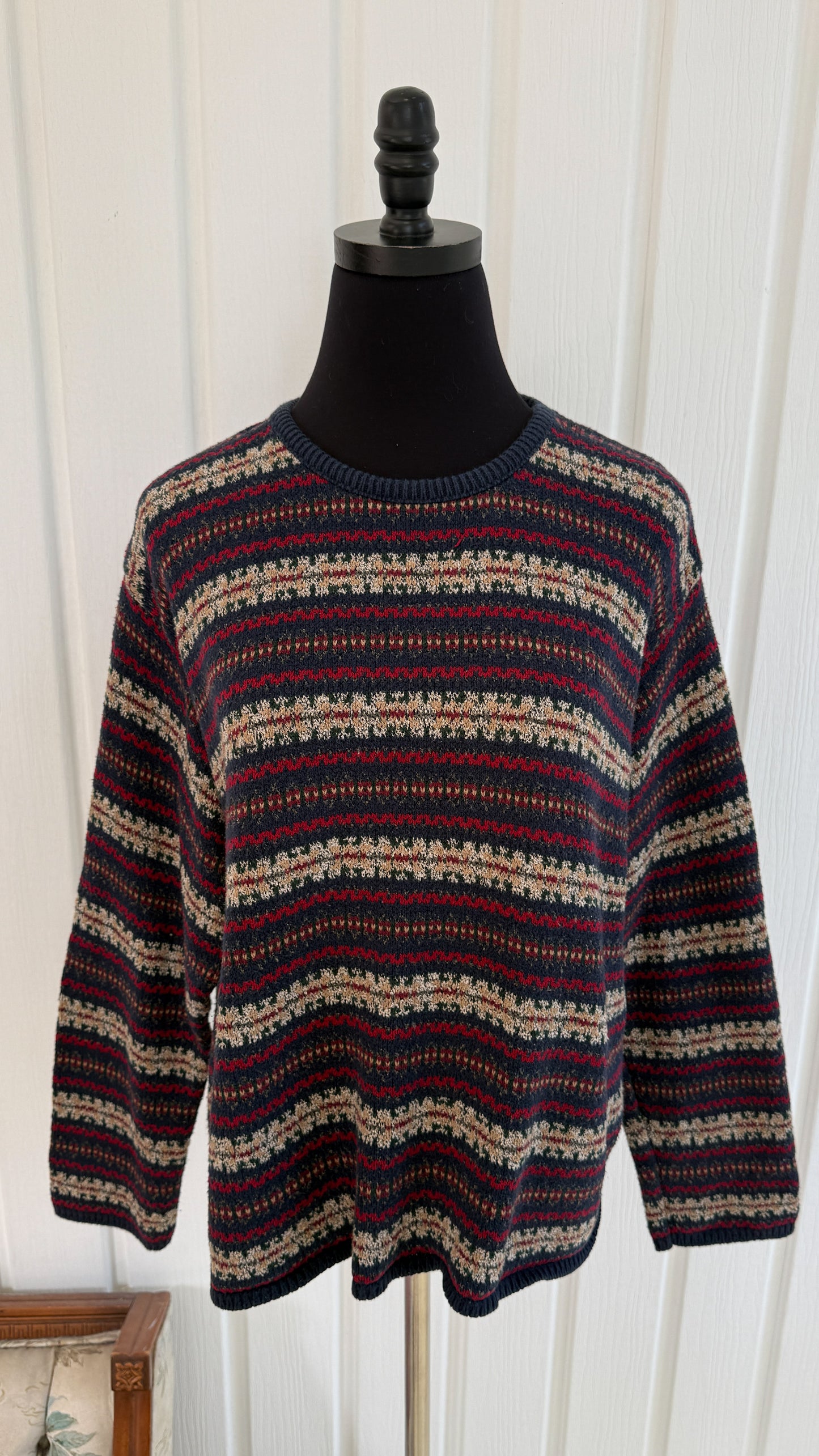 Chandail tricot marine rayé- medium