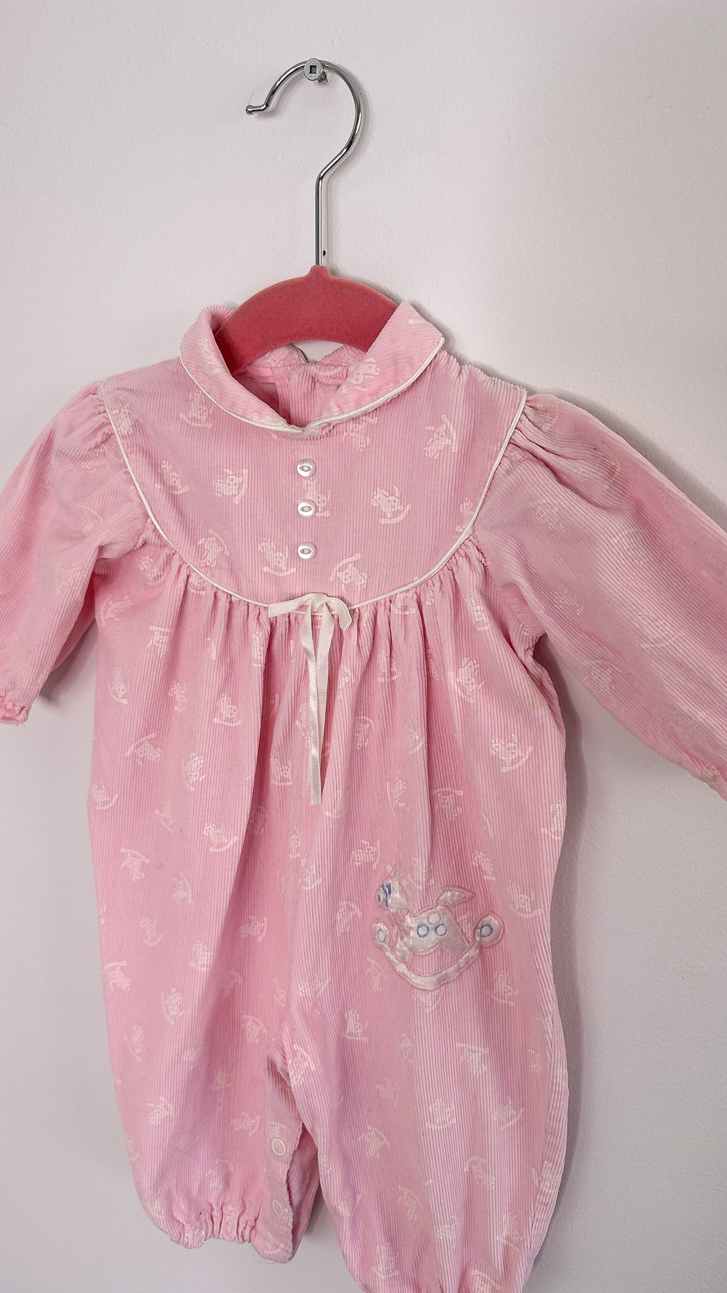Kids- Rocking horse pink corduroy jumpsuit- 3