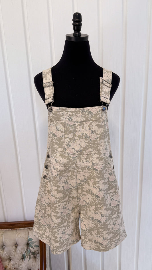 Salopette shorts en jeans fleuris- small