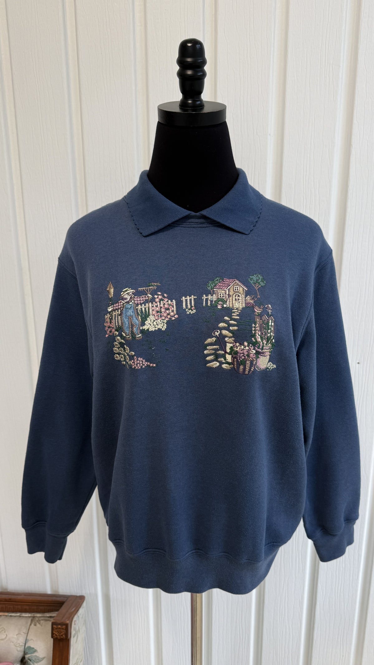 Chandail crewneck bleu jardinier- small