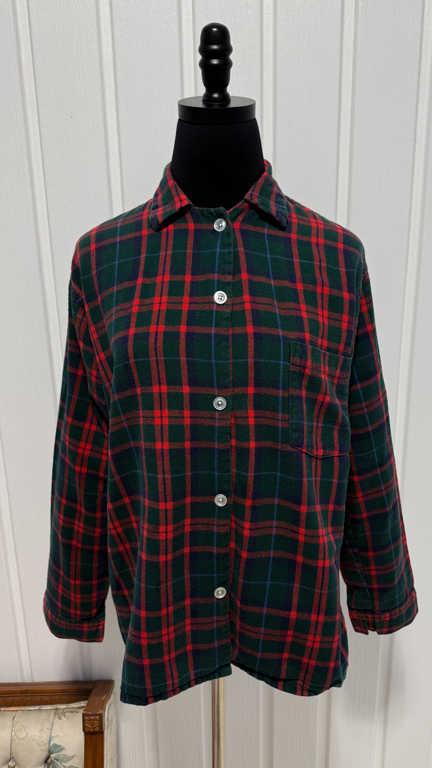 Chemisier vert carreauté LL Bean- large