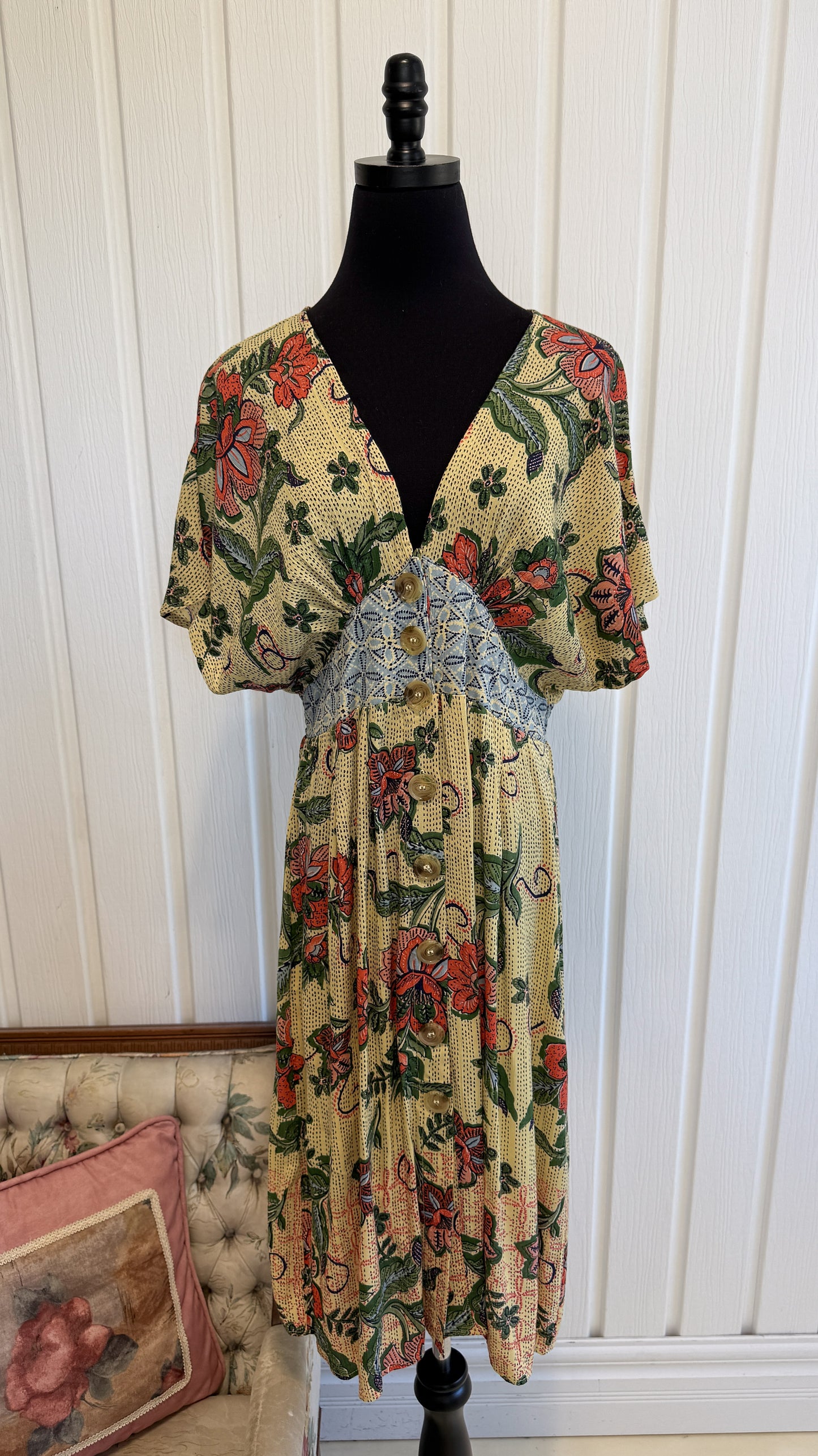 Robe jaune fleurie- medium