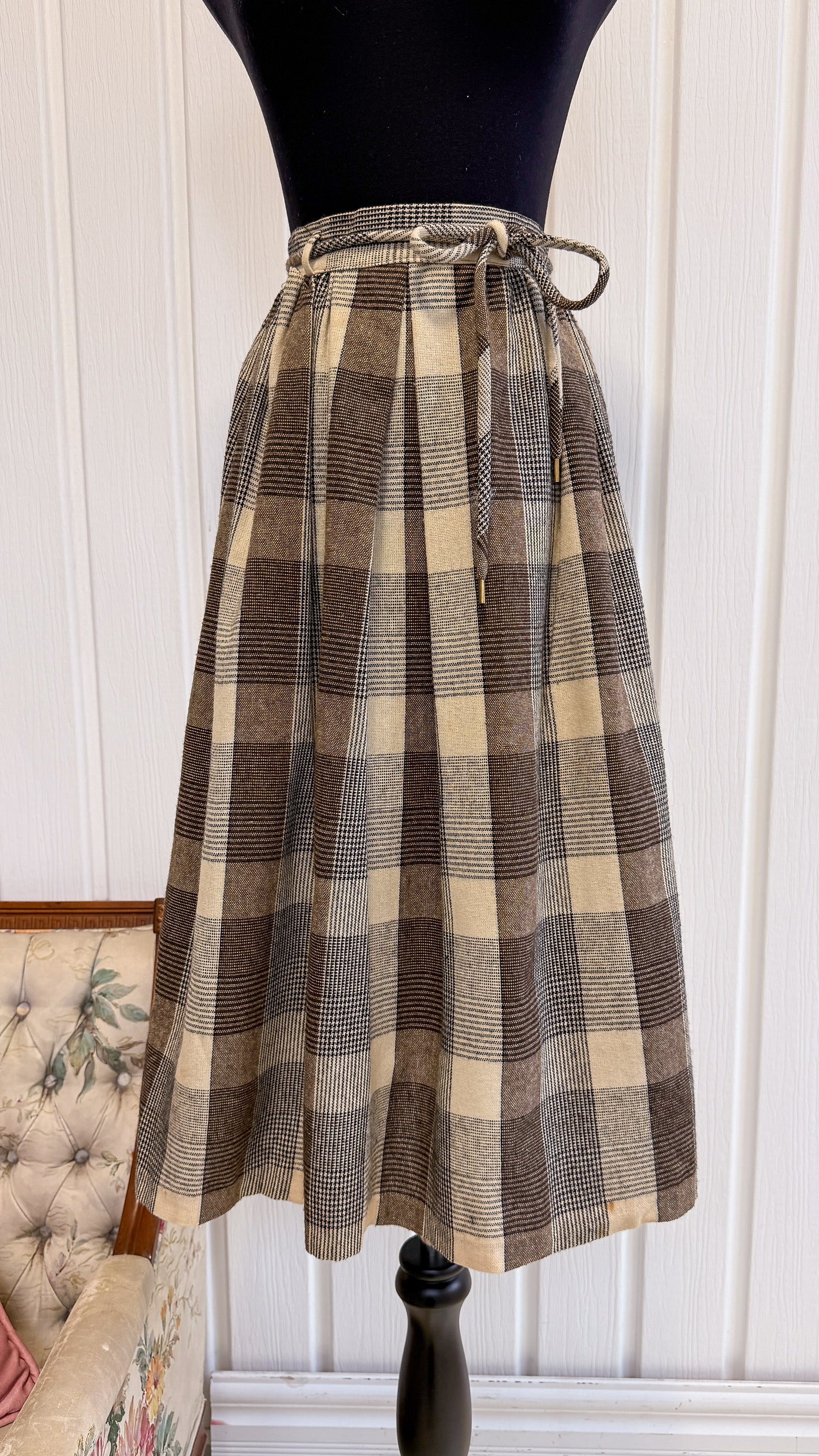 Jupe en lainage beige et brune- small