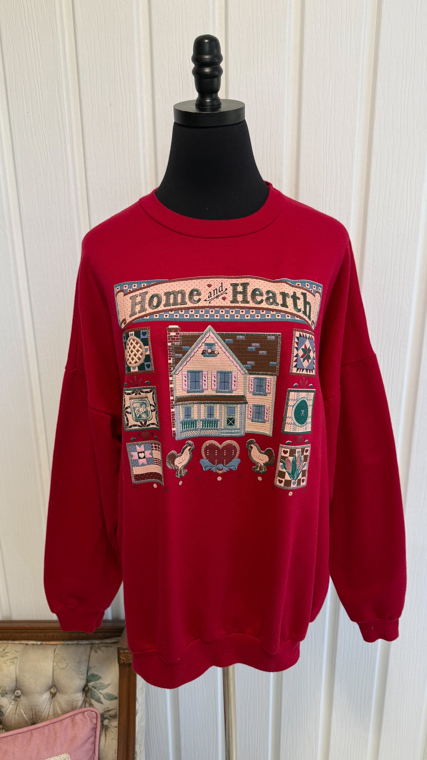Chandail crewneck rouge maison- taille plus