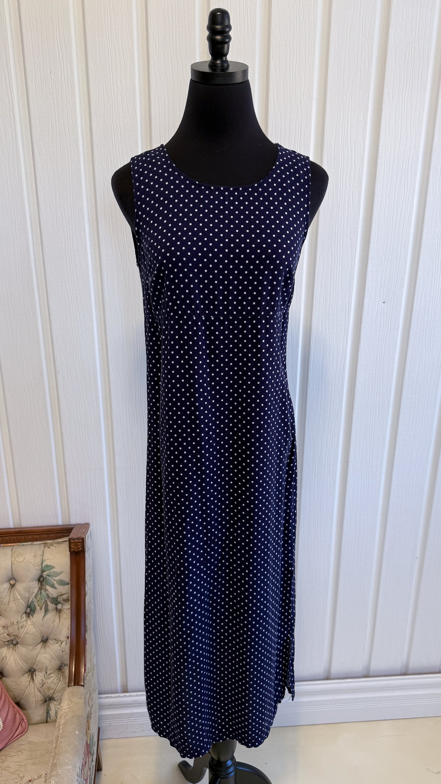 Robe marine à pois blanc-medium