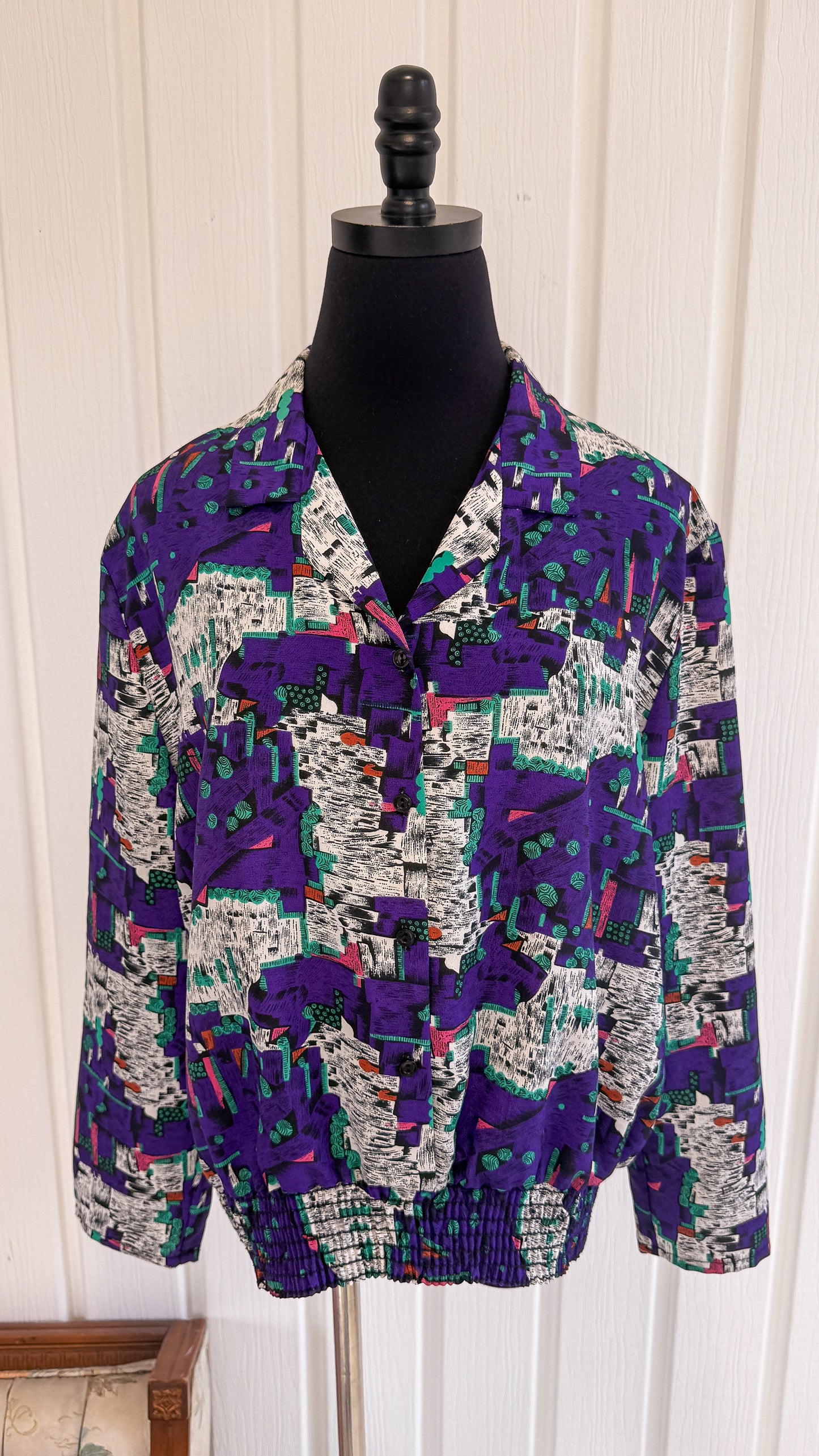 Chemisier mauve motifs retro- large