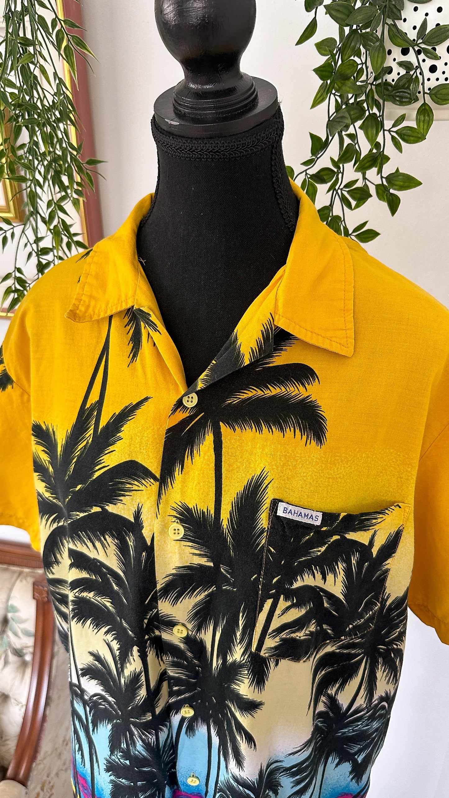 Yellow palm tree blouse - large