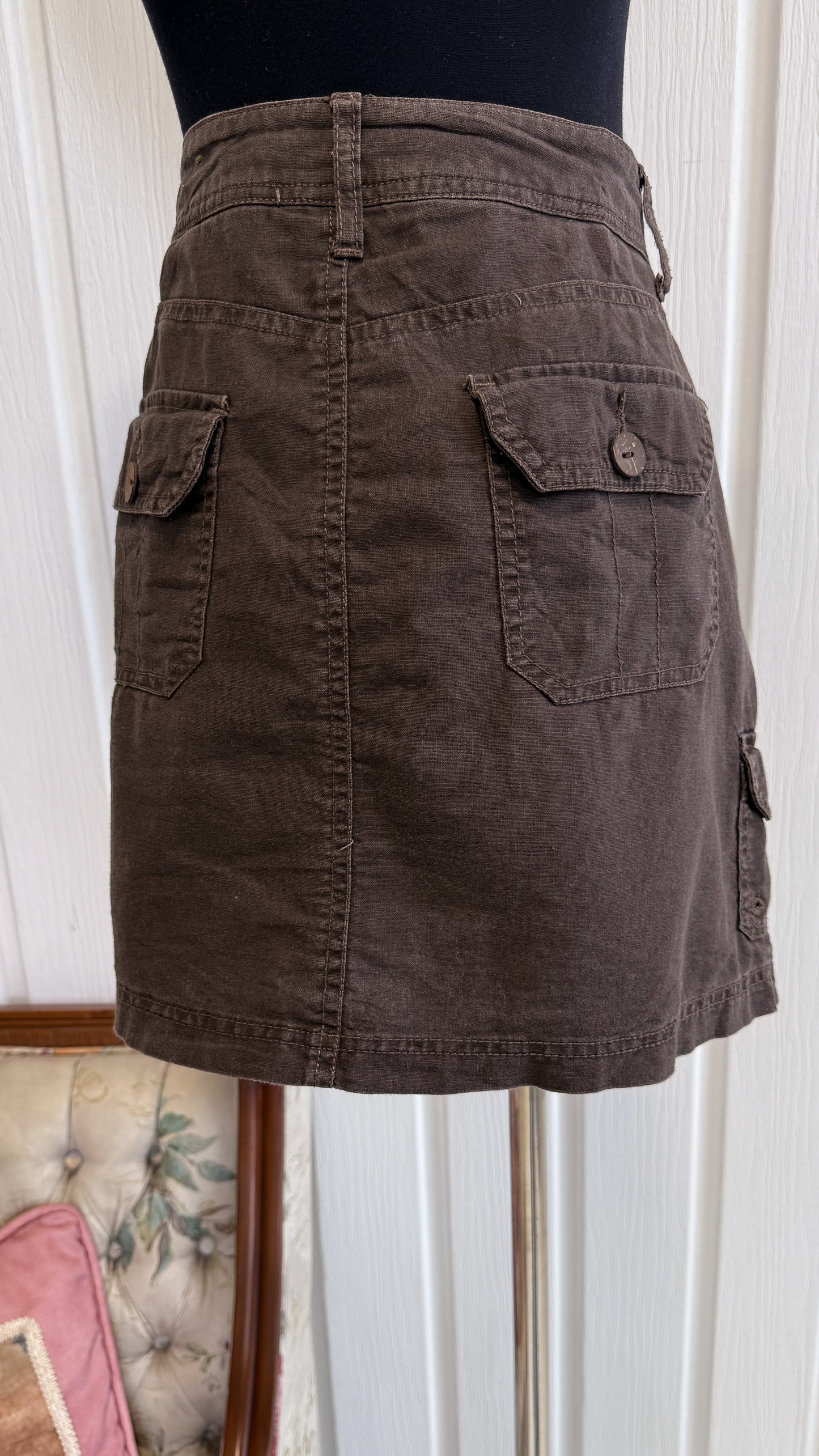 Jupe-short en lin brune- x-large