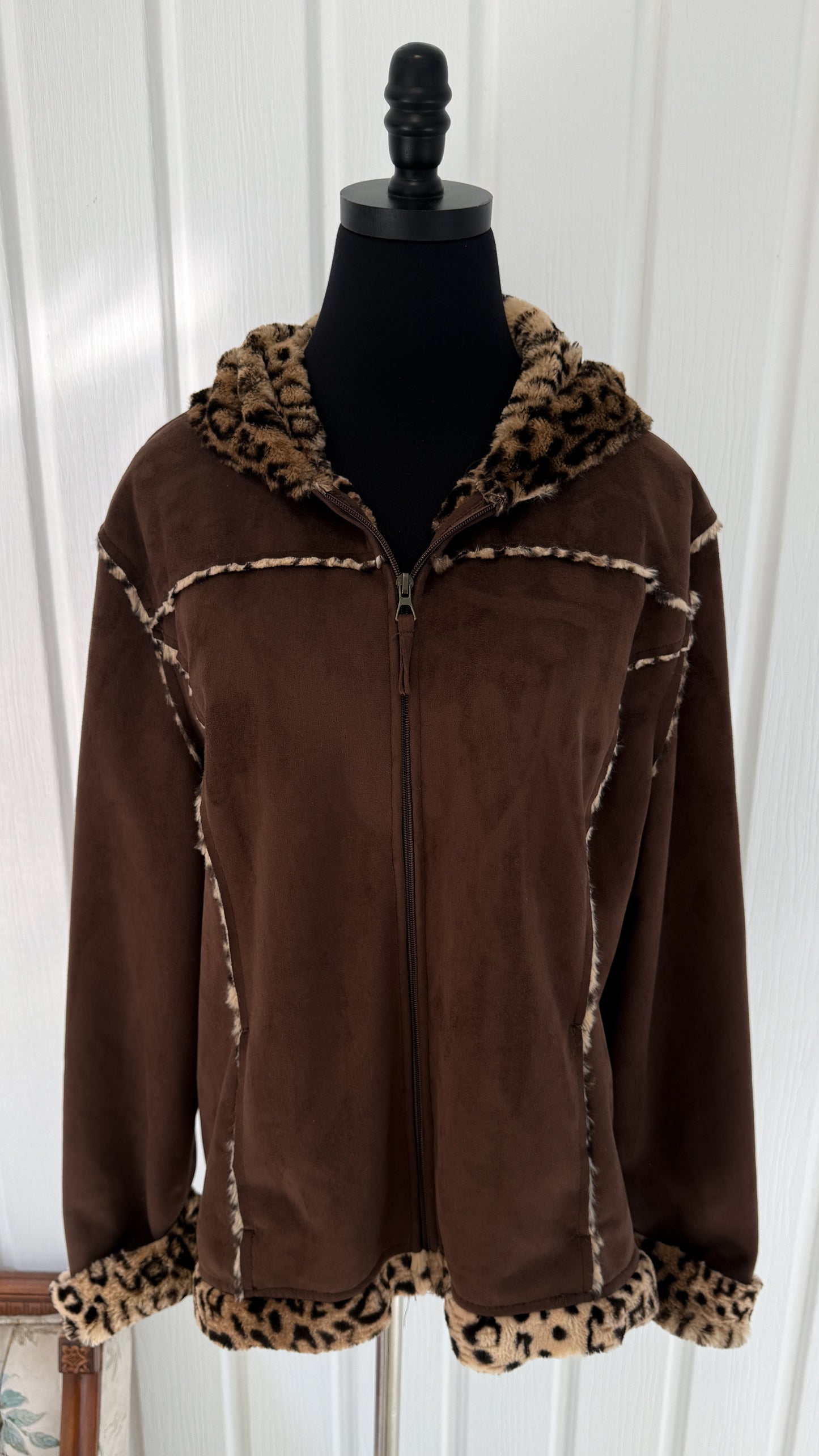Veste en faux suède et fausse fourrure- large