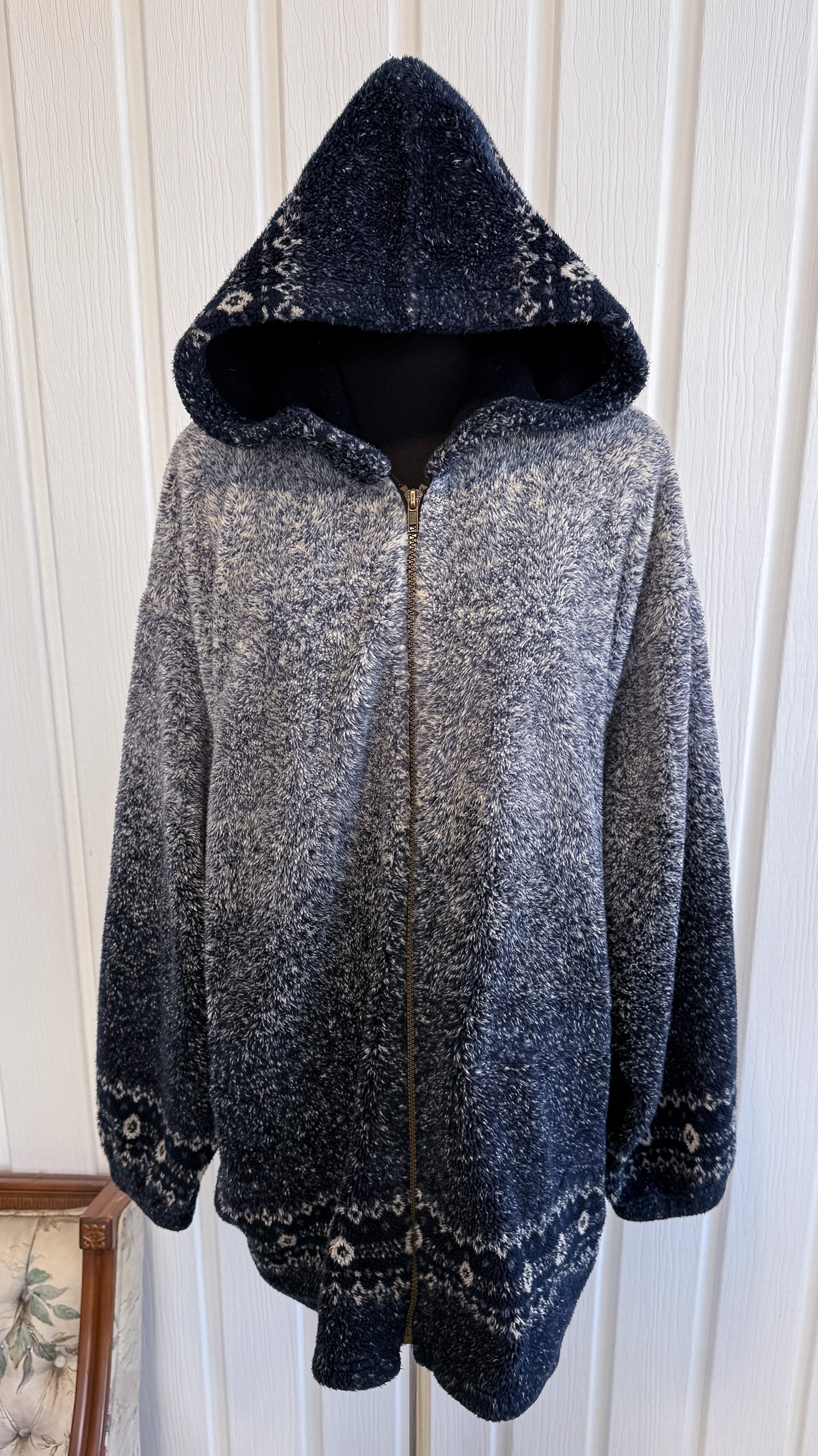 Veste en polar marine moucheté blanche- x-large