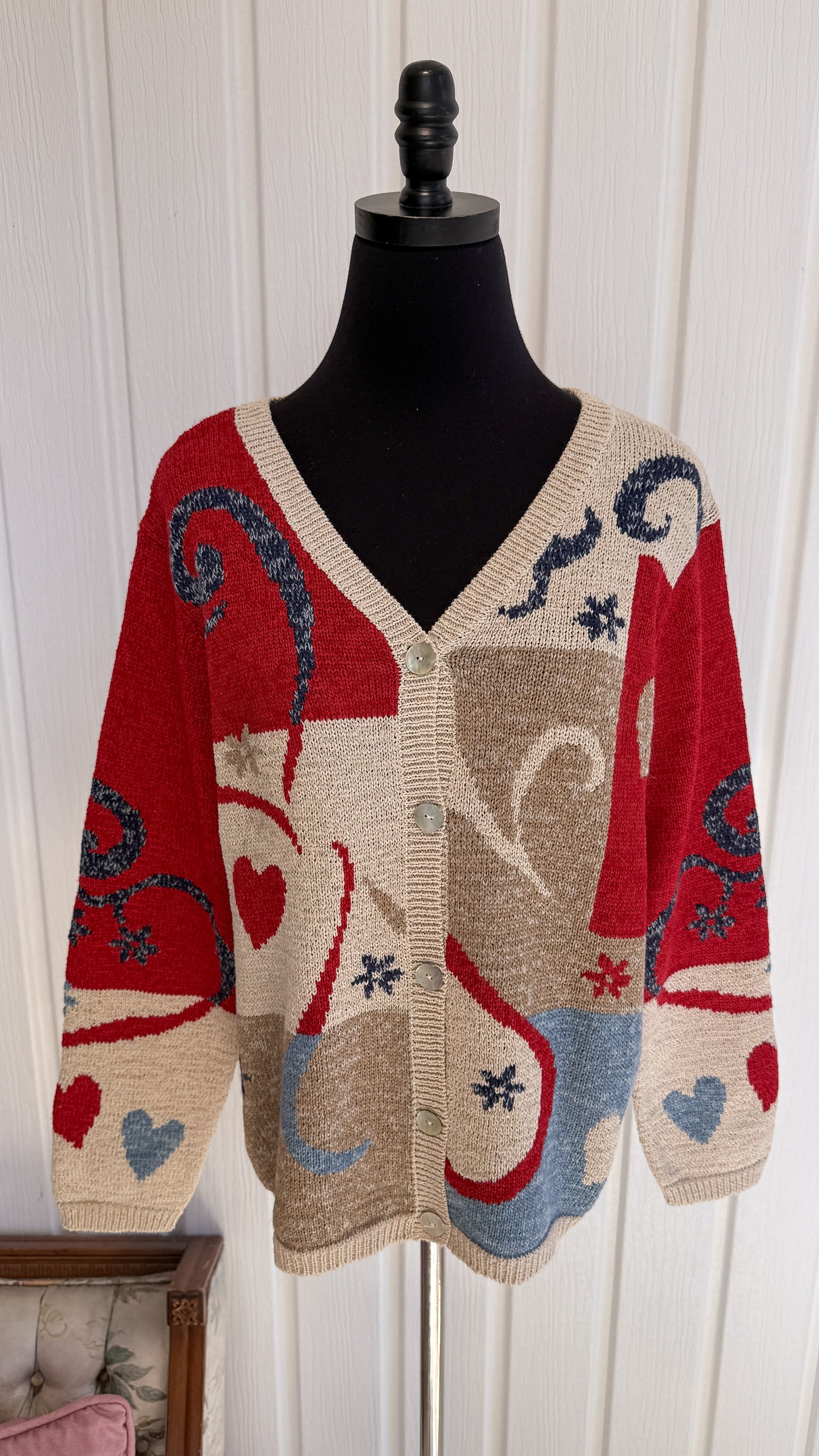 Cardigan tricot coeurs- large