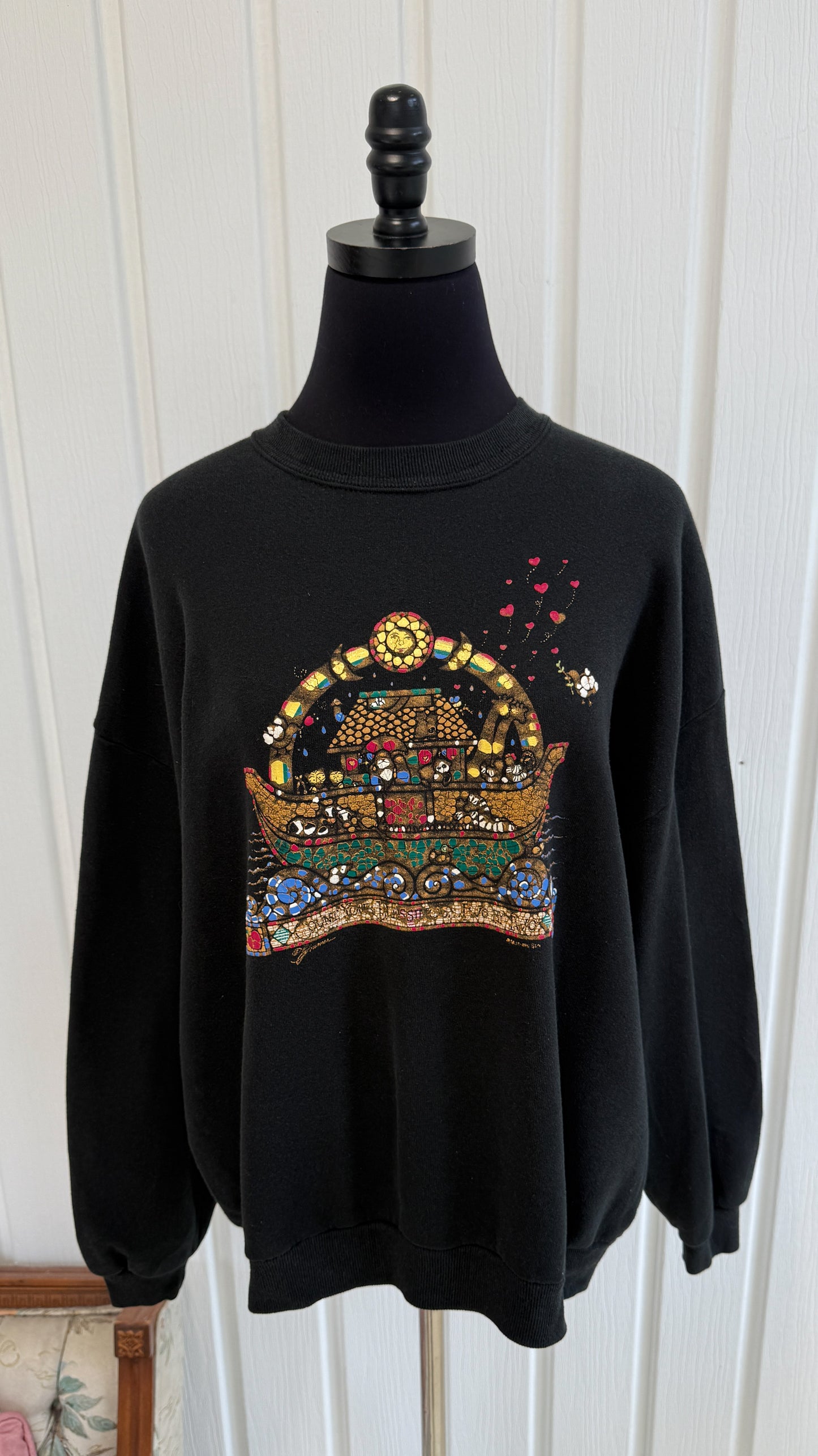 Chandail crewneck noir arche de Noe- x-large