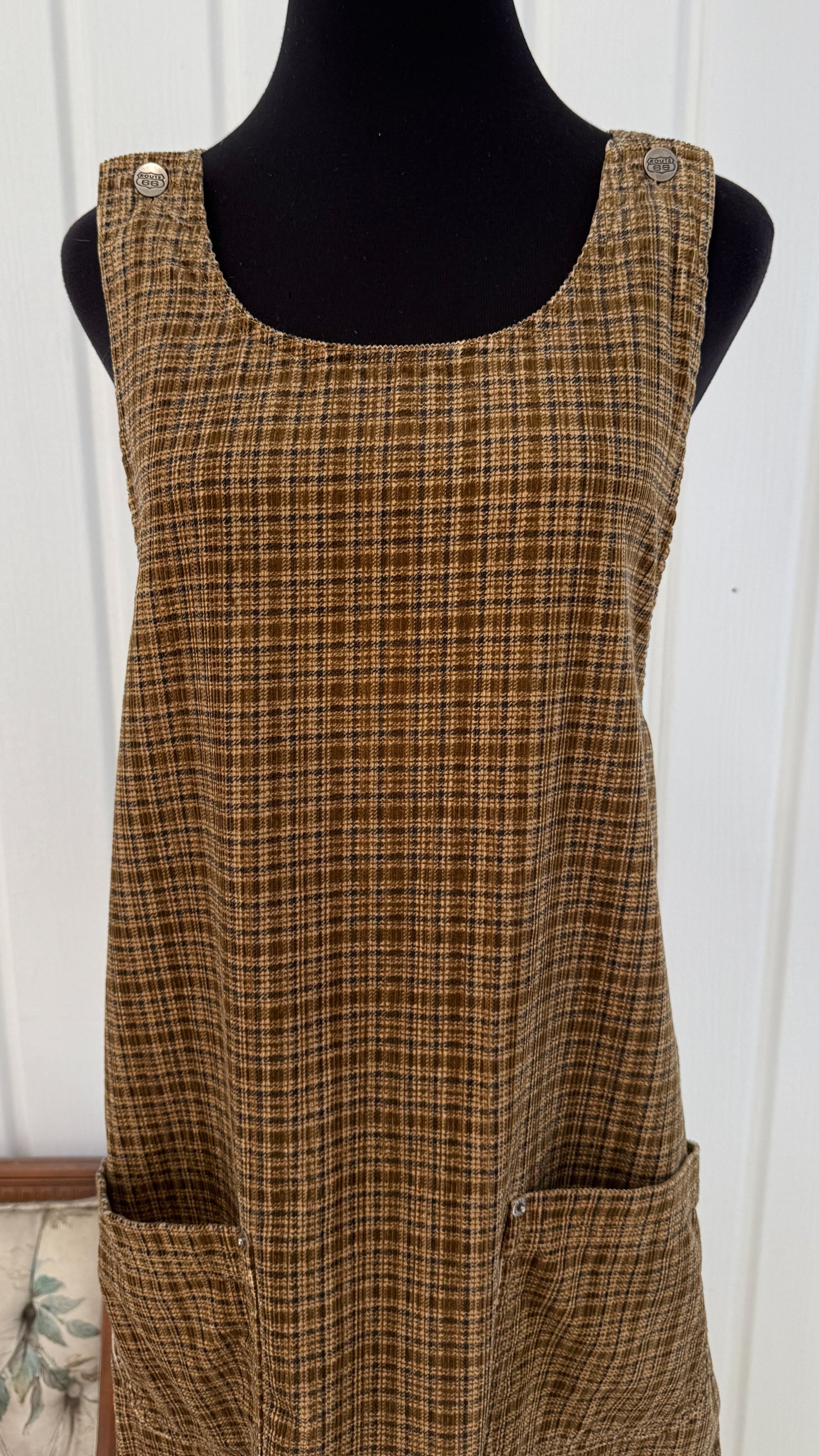 Robe en corduroy carreauté beige et brune- large