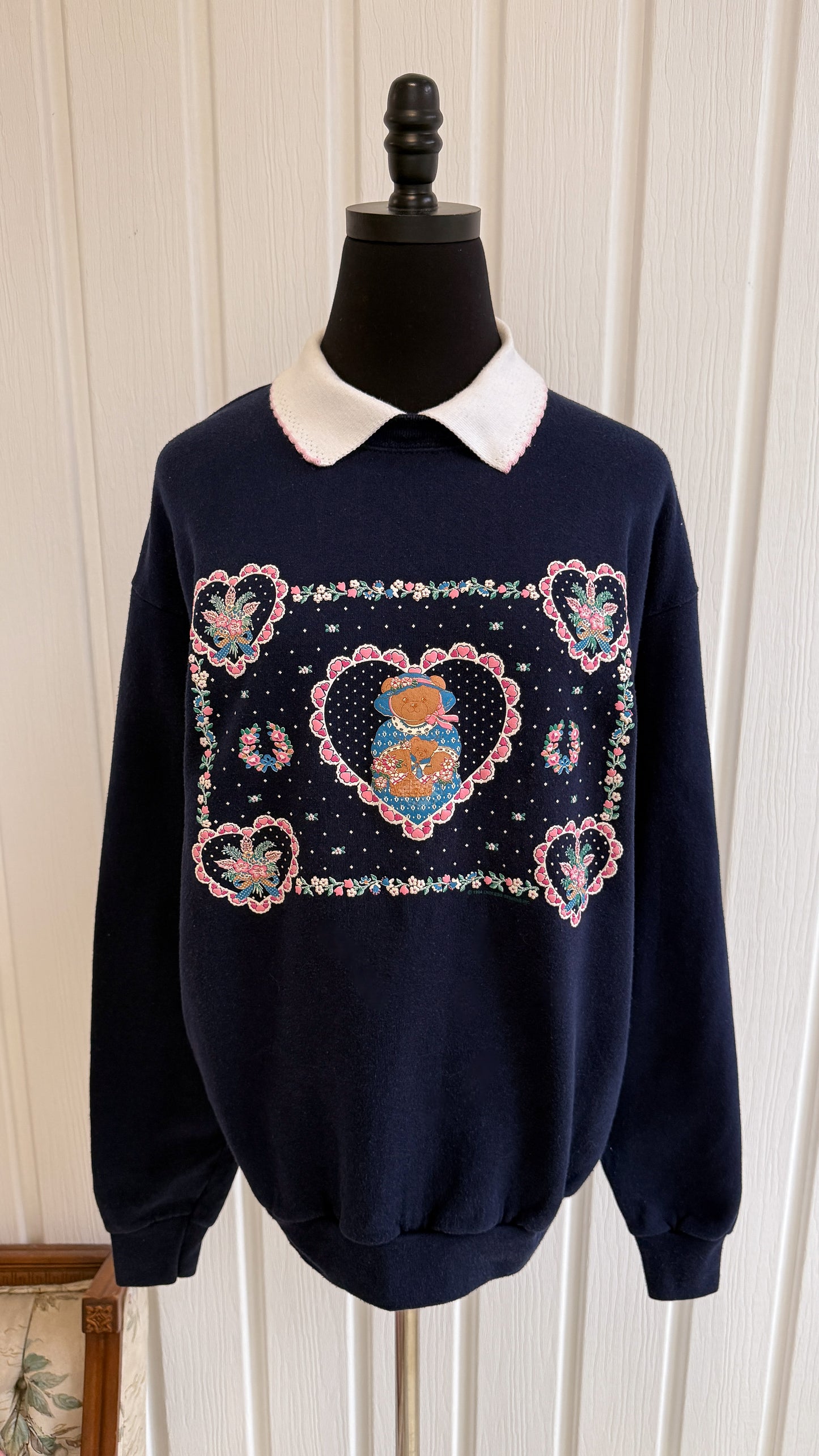 Chandail crewneck marine ourson- large