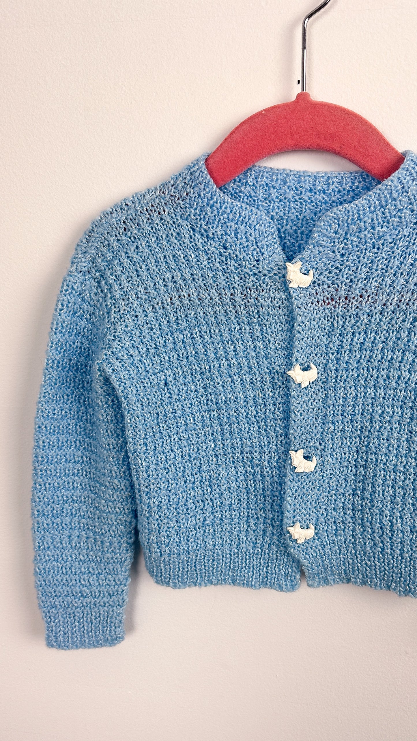 Enfants- Cardigan tricot bleu poudre- 9