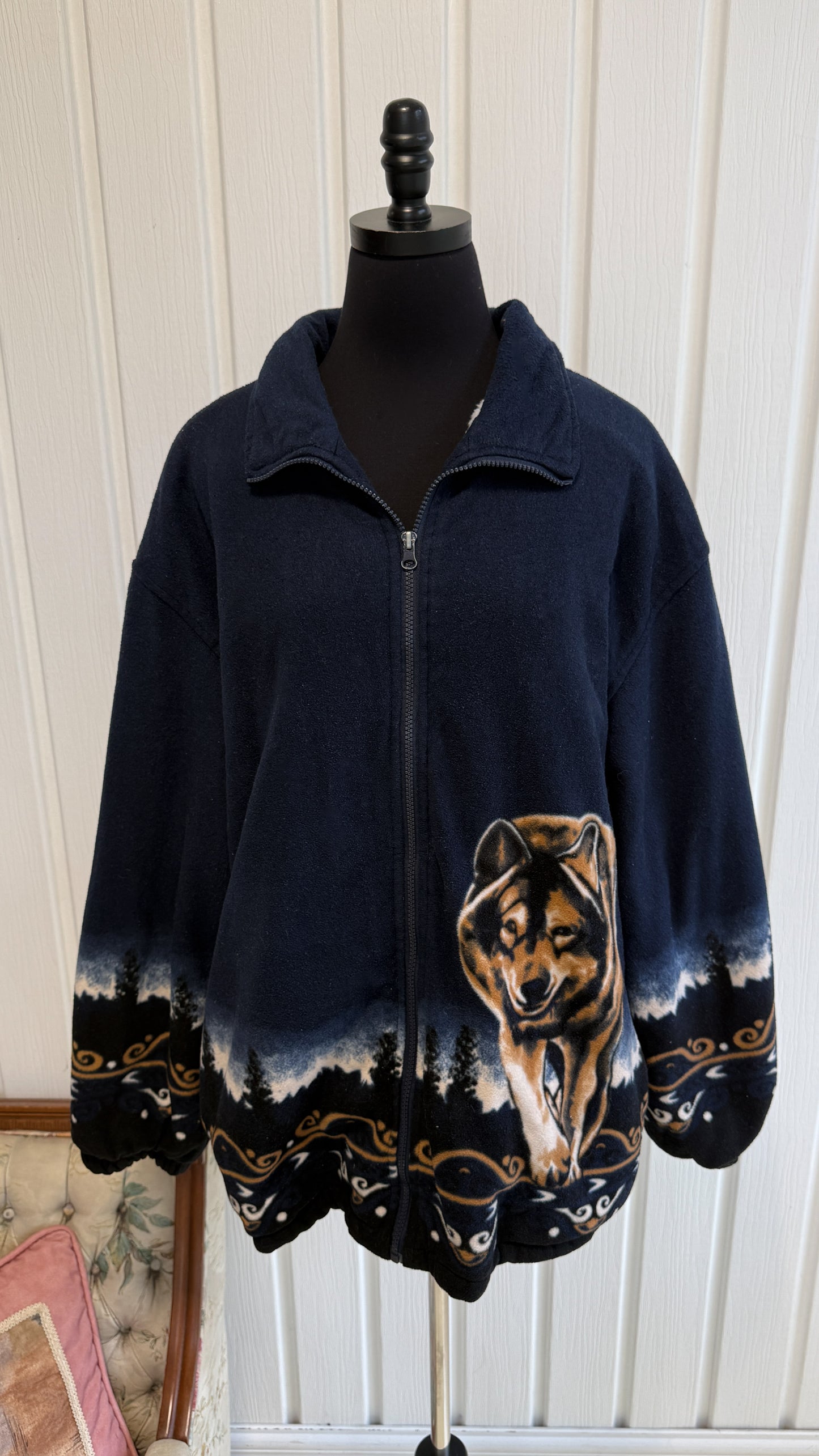 Veste en polar marine loup- x-large
