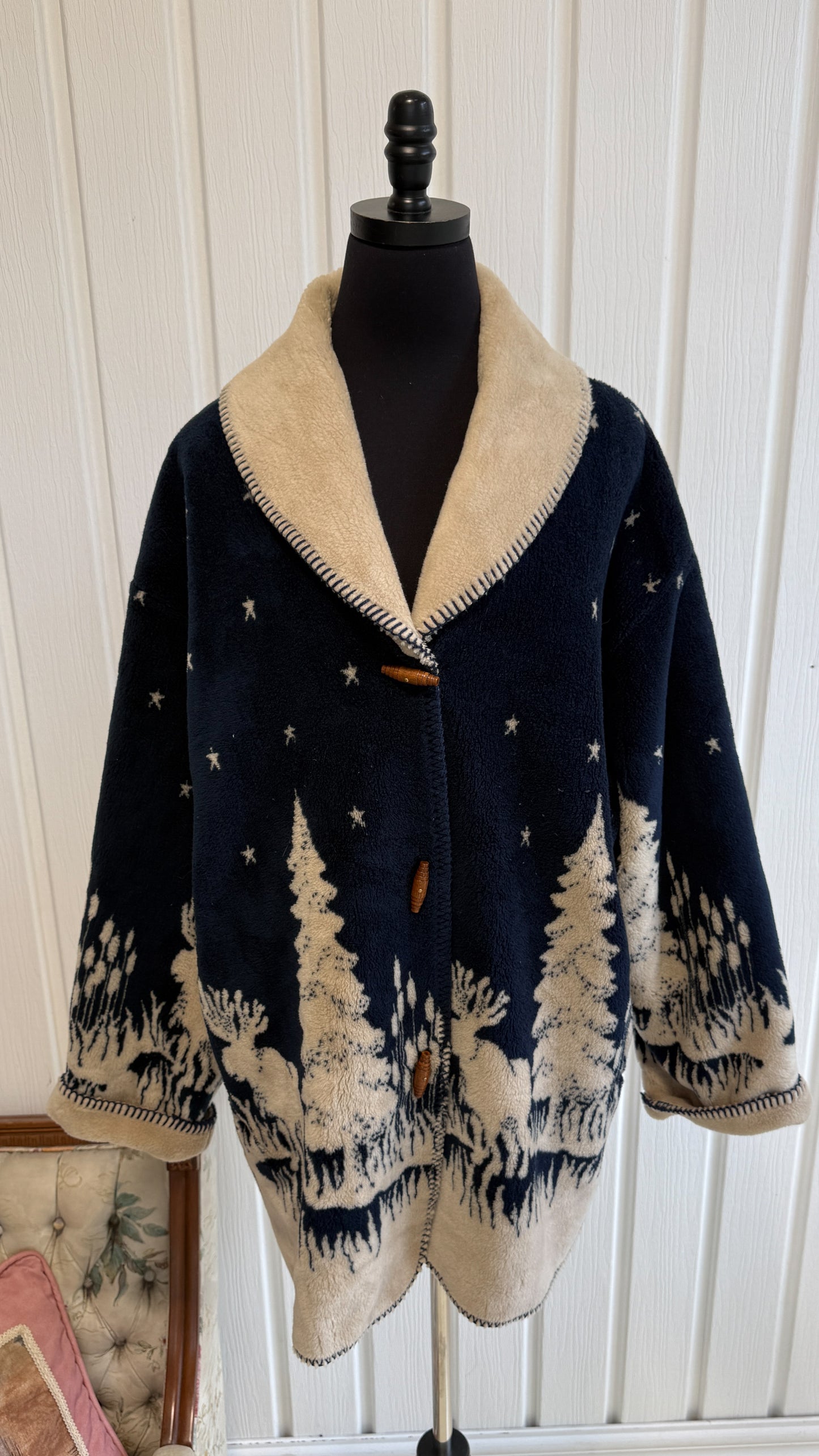 Veste en polar marine foret- large