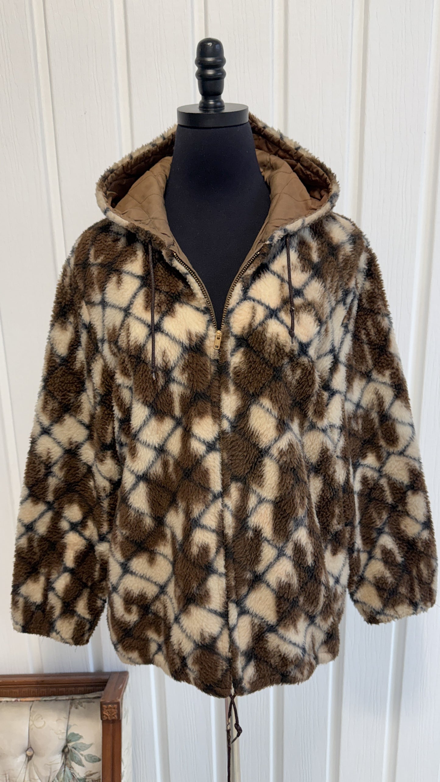 Veste en polar beige et brun- medium