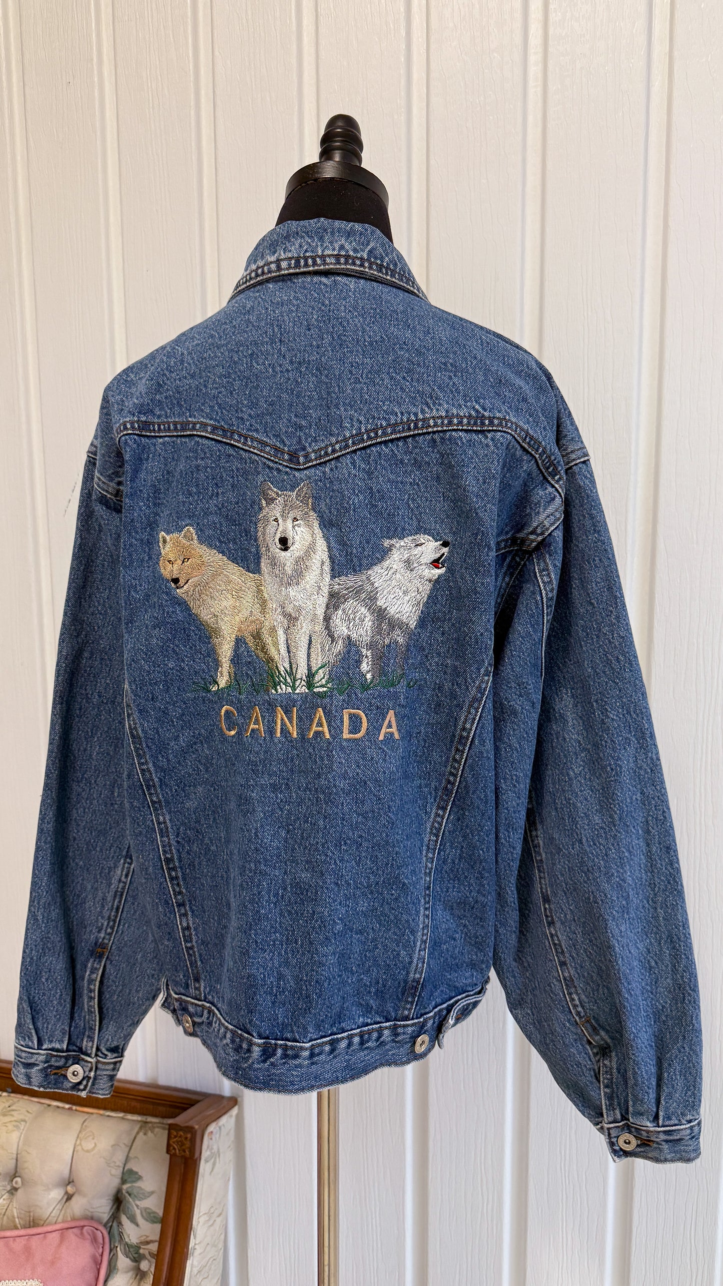 Veste en jeans Illegal broderie de Loups au dos- large