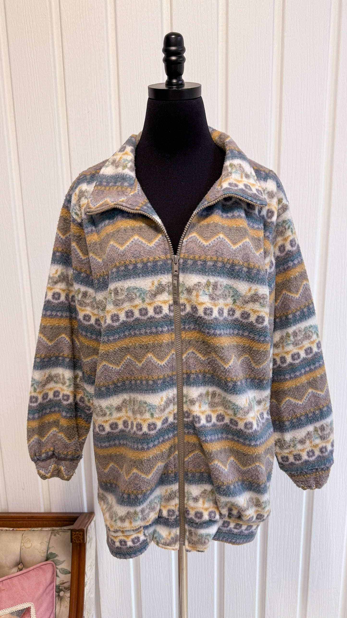 Veste en polar rayures à motifs- medium