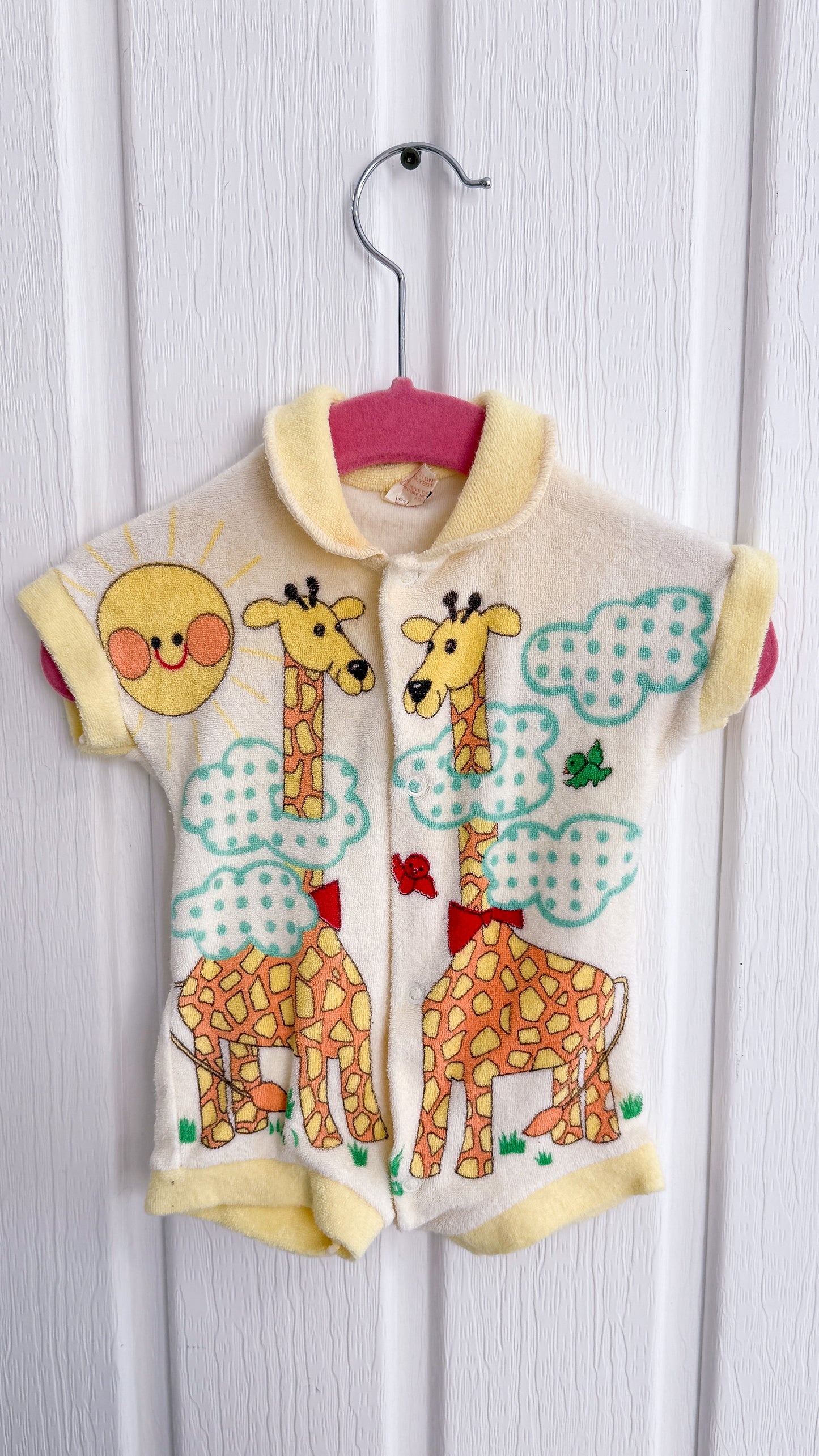 Children's - Giraffe Terry Cloth One-Piece - 0-3m