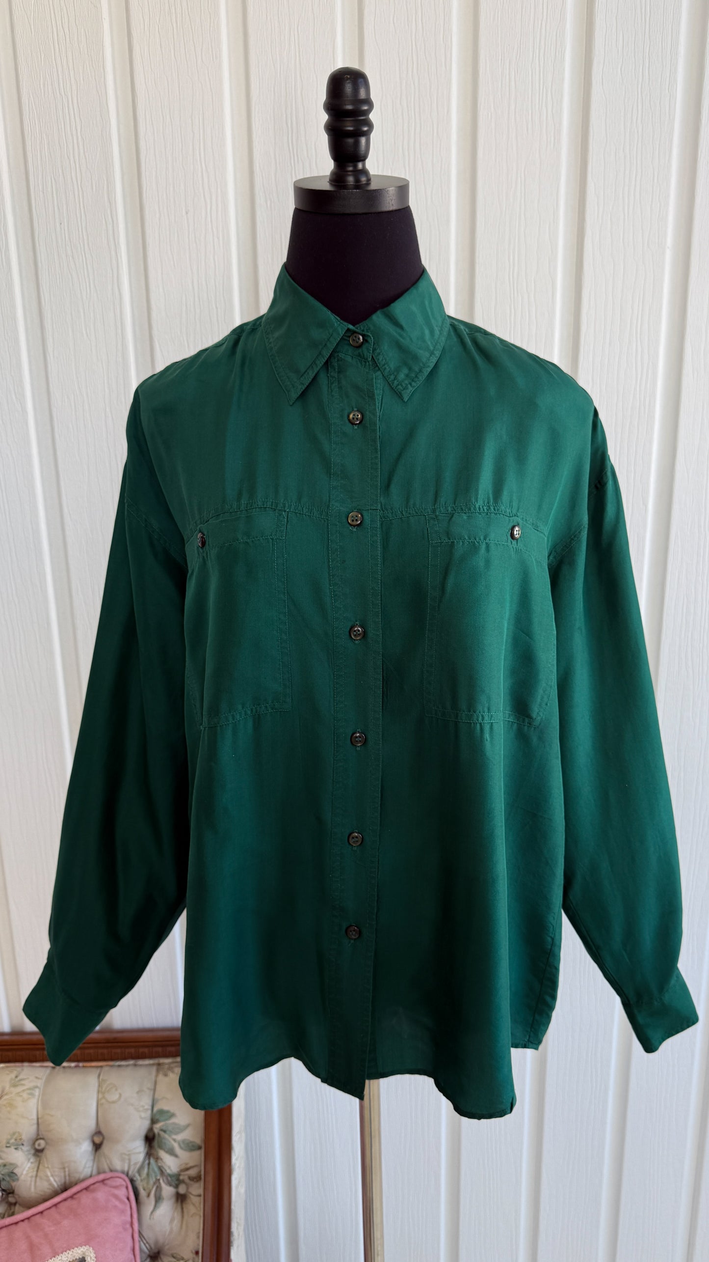 Chemisier en soie vert- medium