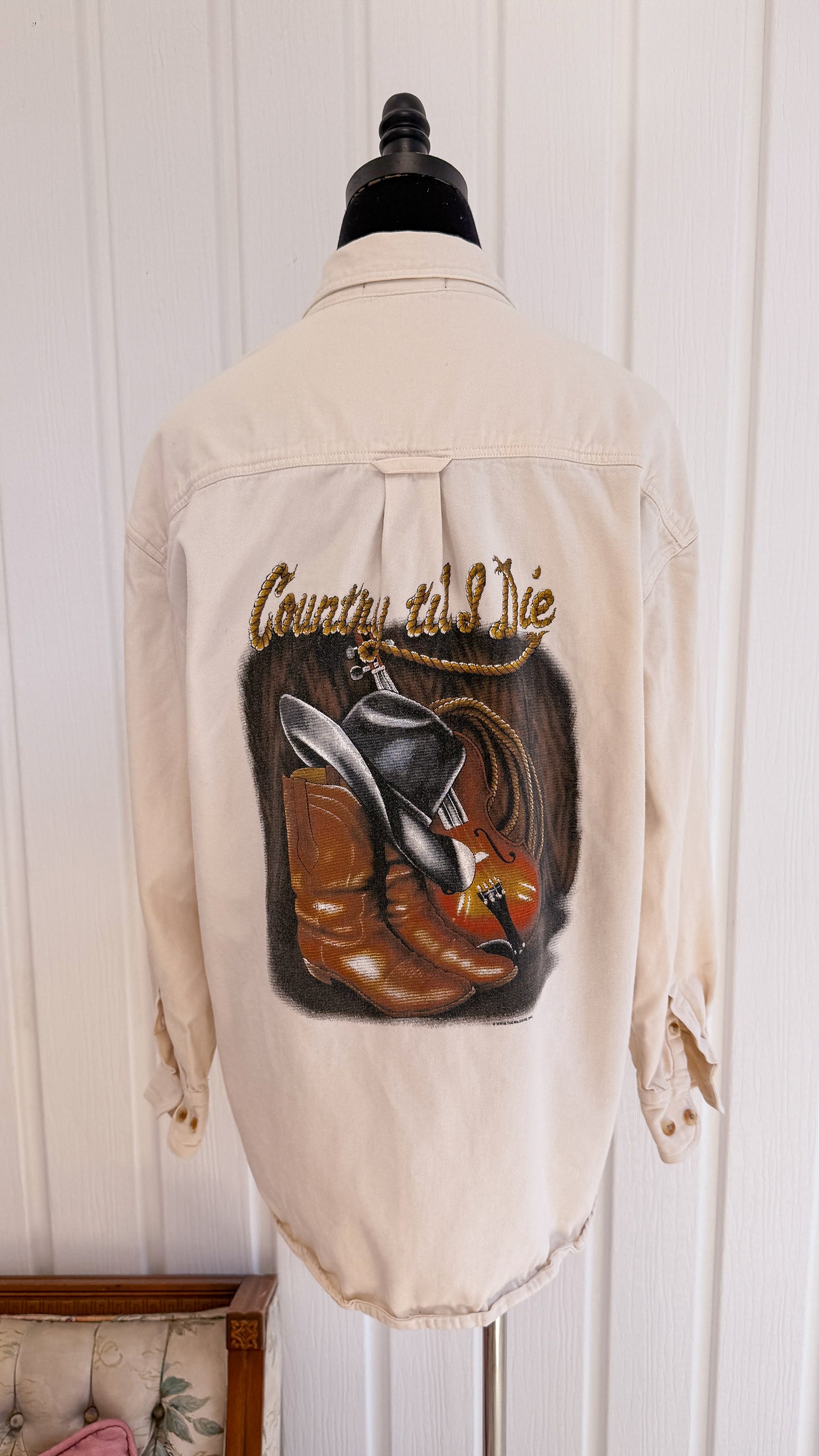 Chemisier beige « Country till I die »- medium