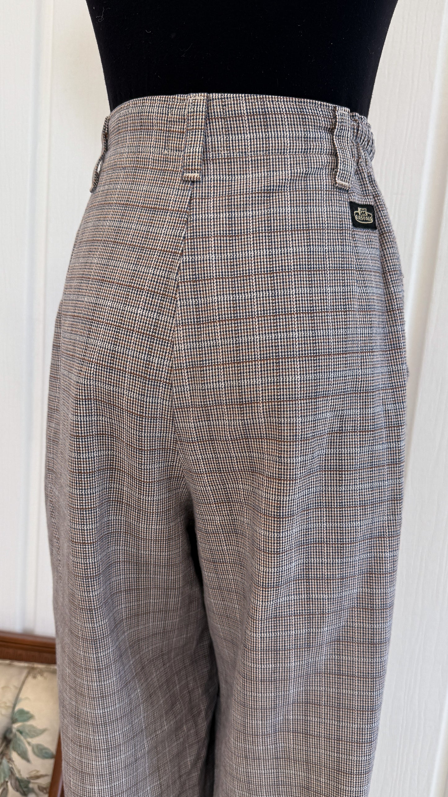 Pantalons carreauté beige et bleu- medium