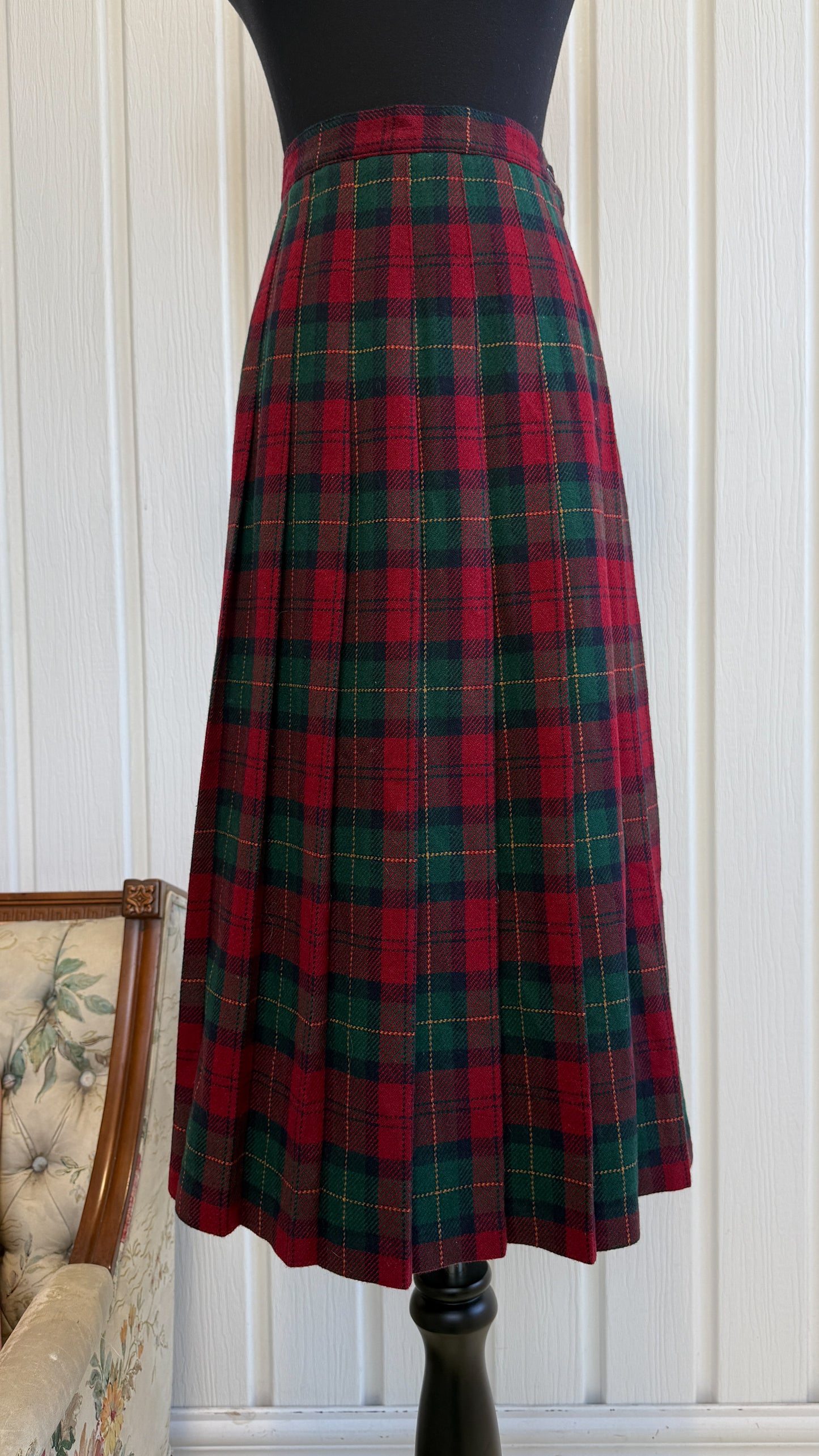 Jupe en lainage carreauté rouge et vert - medium