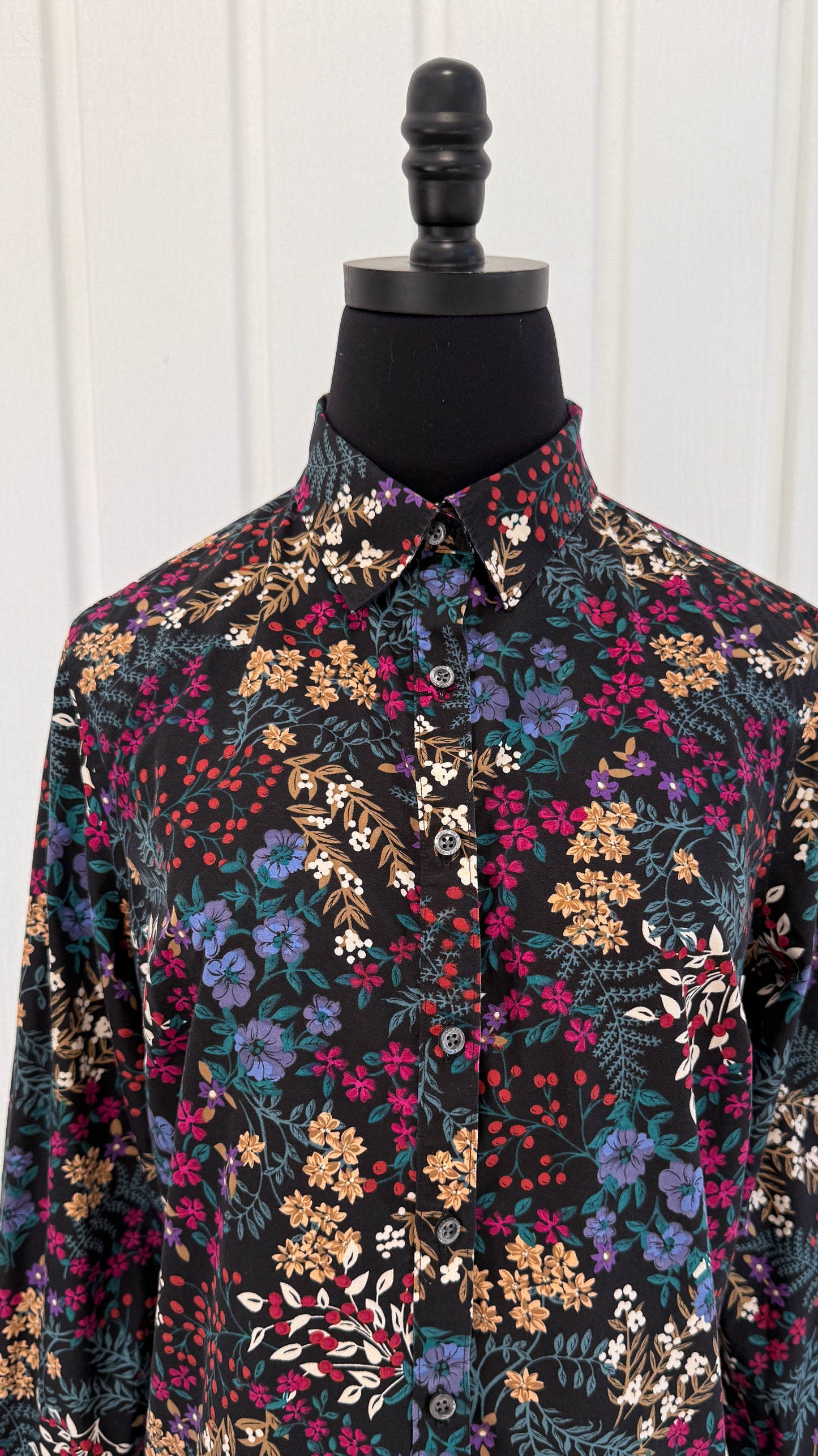 Chemisier noir fleuris - medium