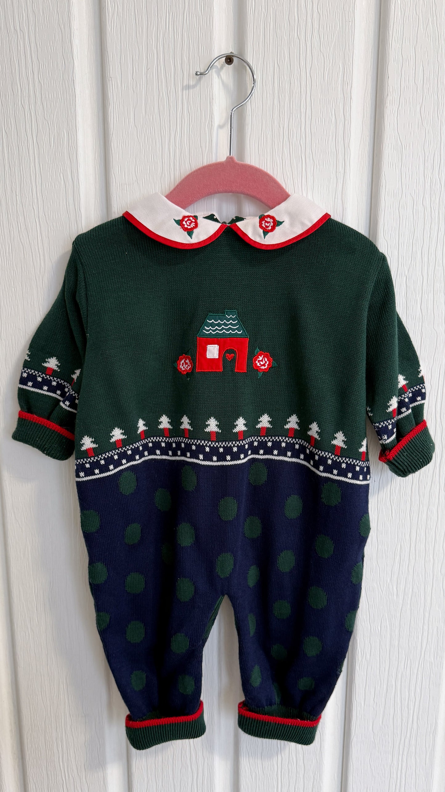 Enfants- Onepiece en tricot vert et bleu- 9mois