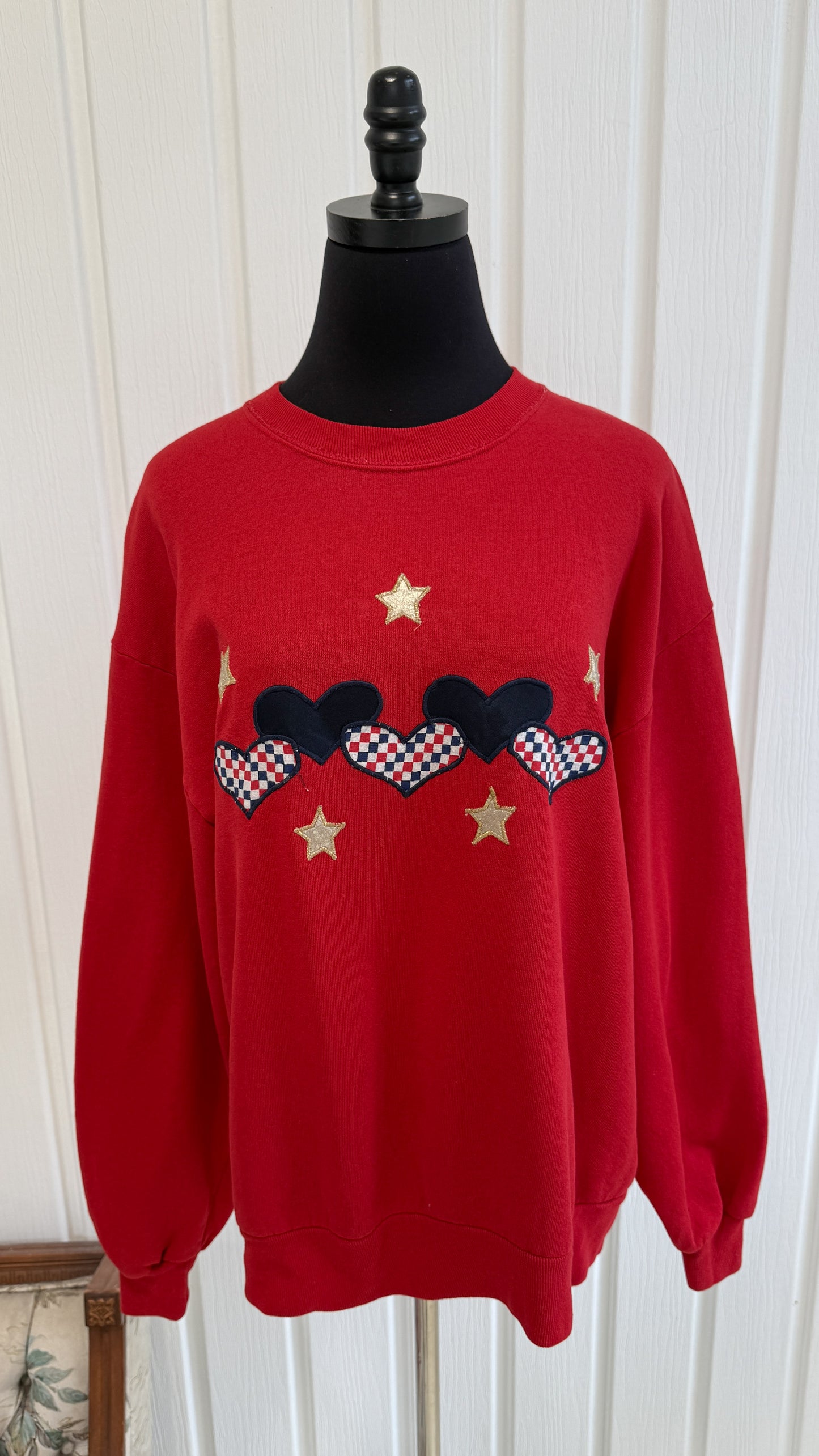 Chandail crewneck rouge coeurs - x-large