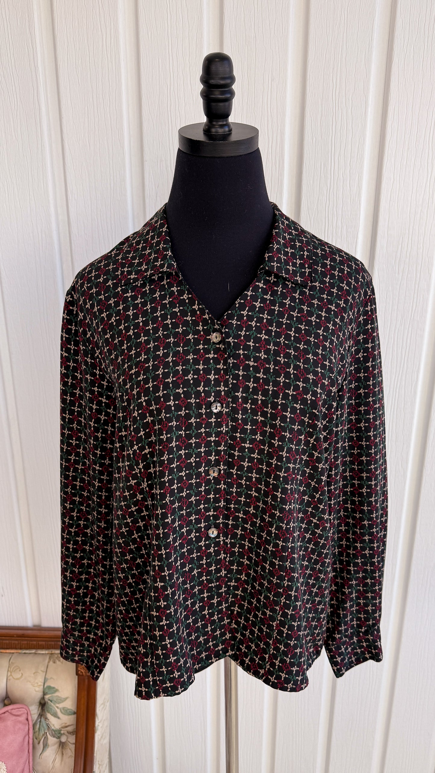 Black patterned blouse - medium