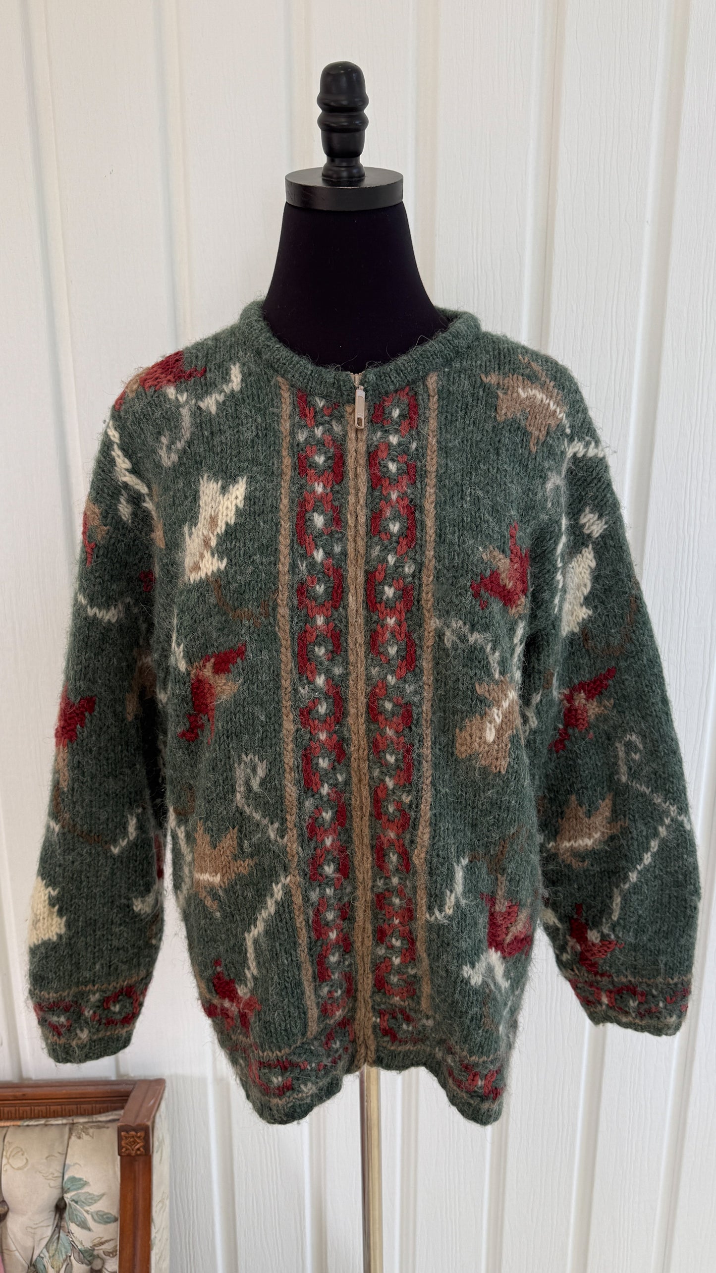 Veste en tricot mohair sarcelle- medium