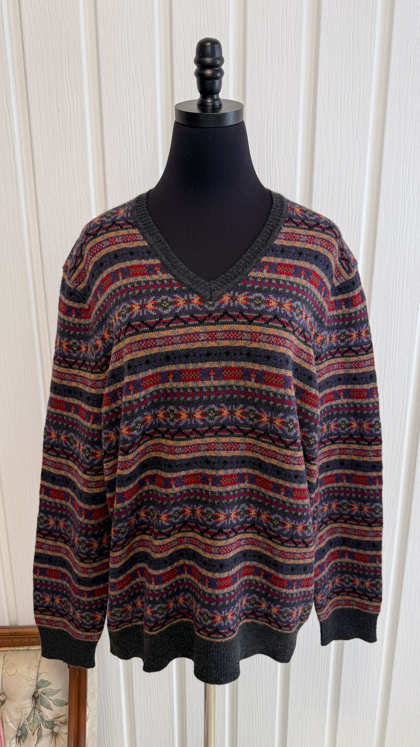 Chandail tricot mérino rayé- x-large