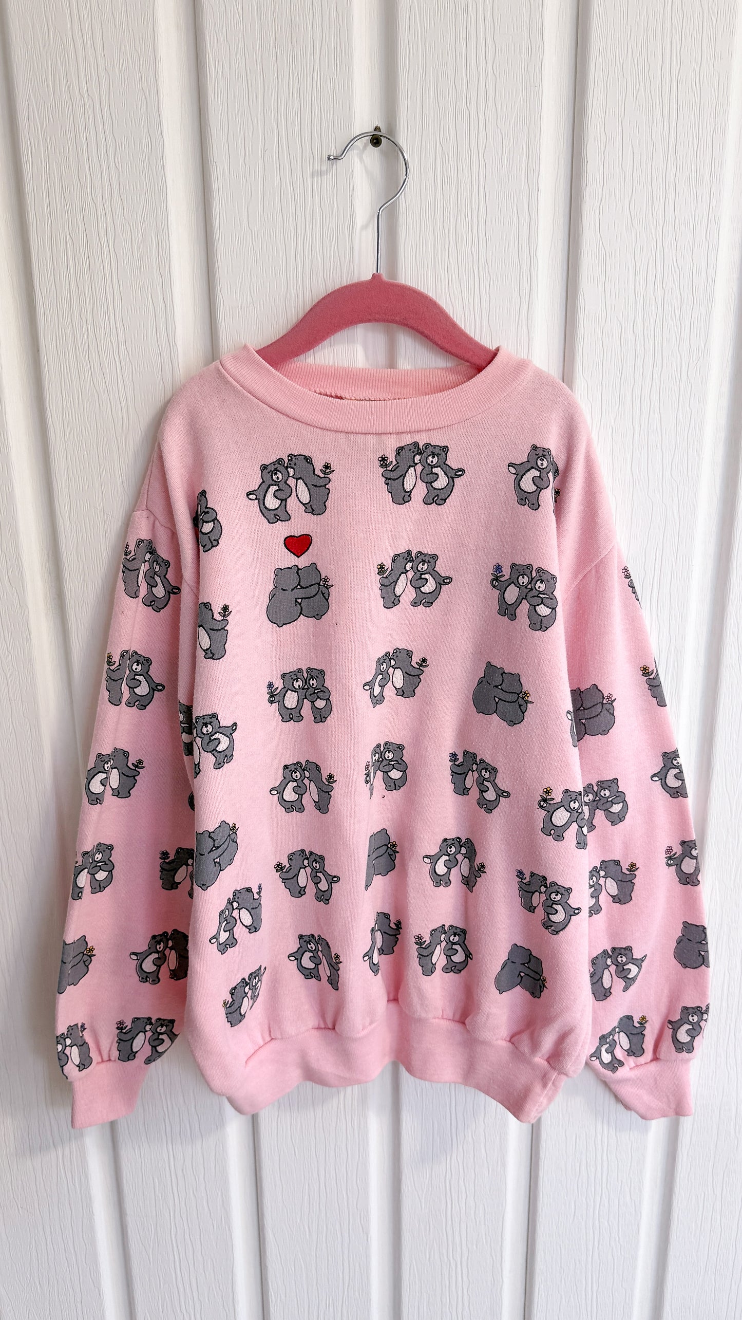 Children's - Pink teddy bear crewneck sweater - 8/10