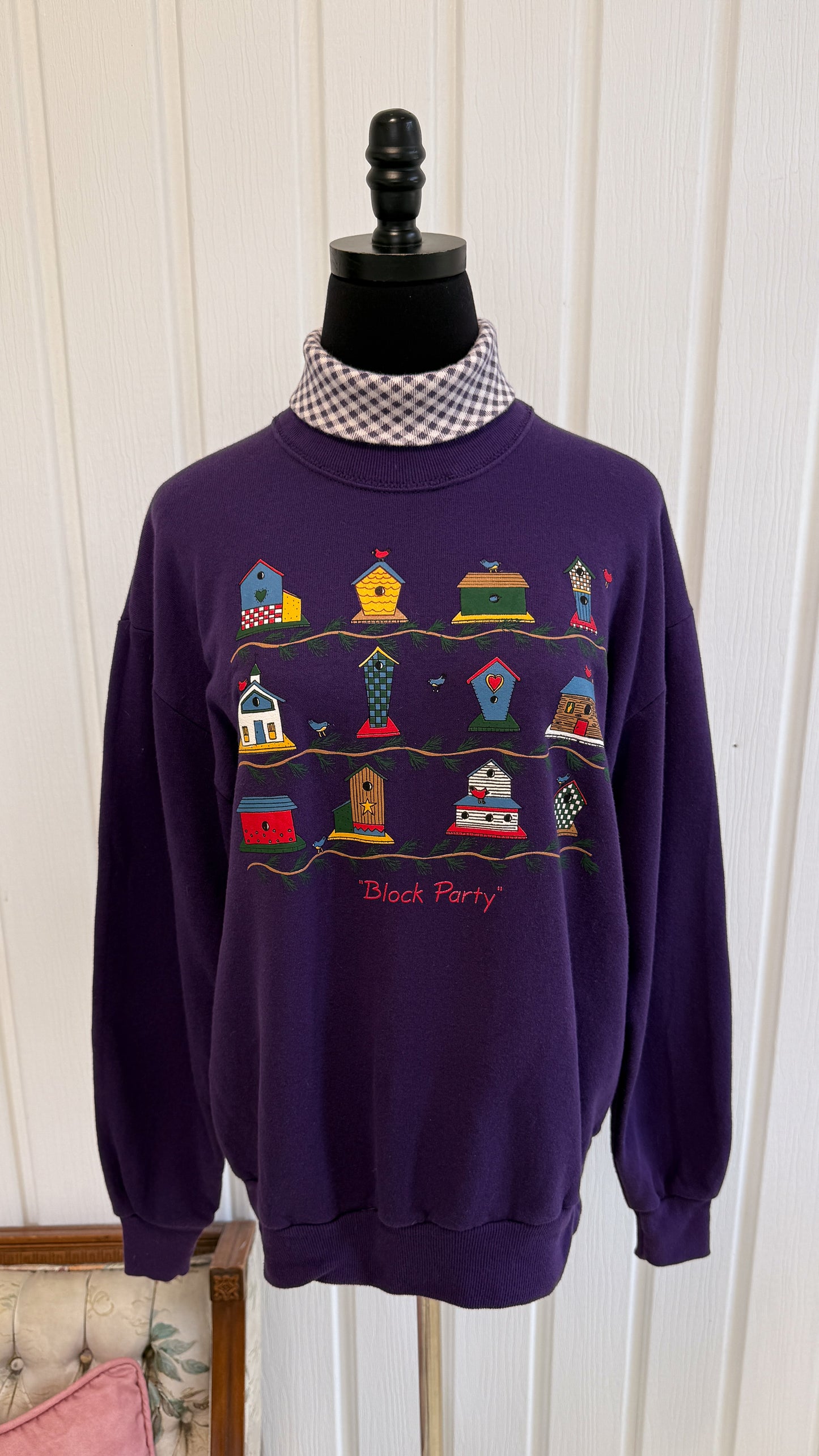 Chandail crewneck cabanes oiseaux- medium