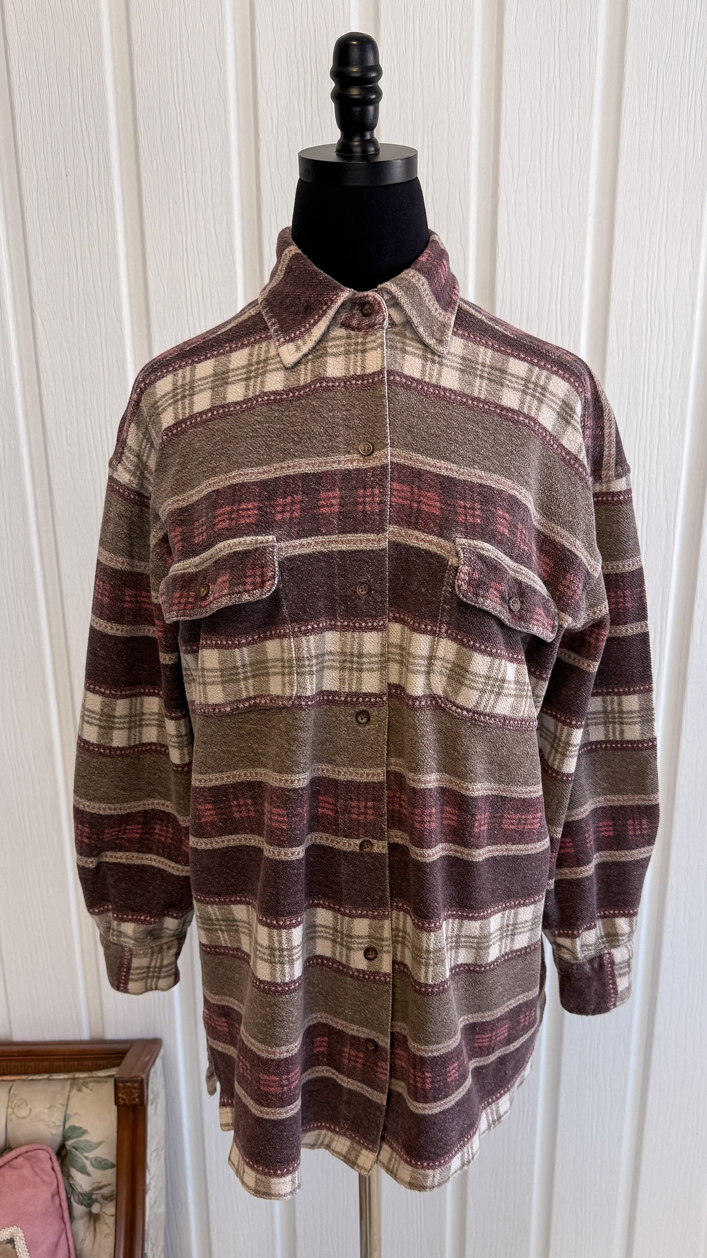 Chemisier rayé beige et rose Point Zero- medium