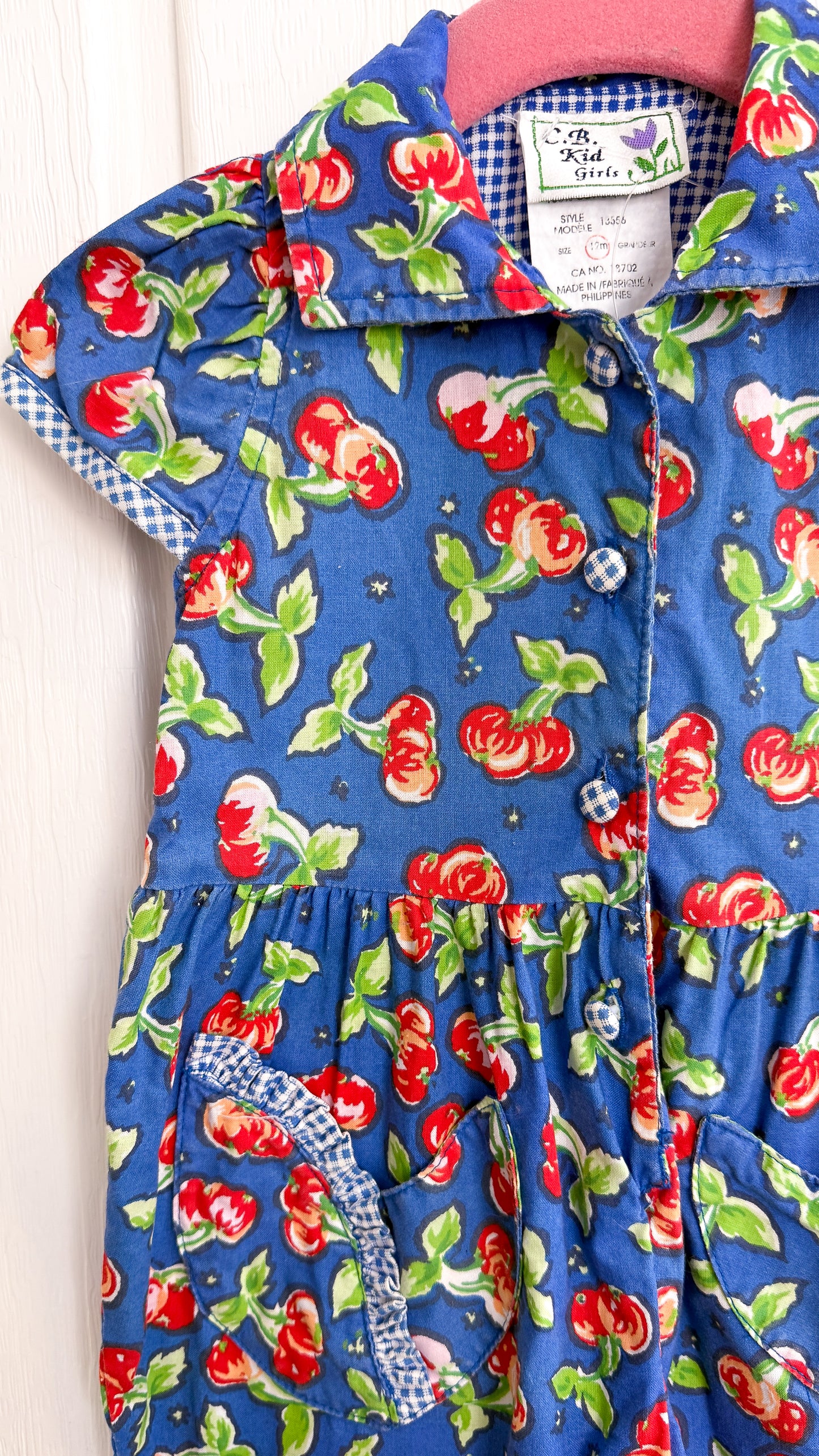 Enfants- Onepiece bleu cerises- 12m