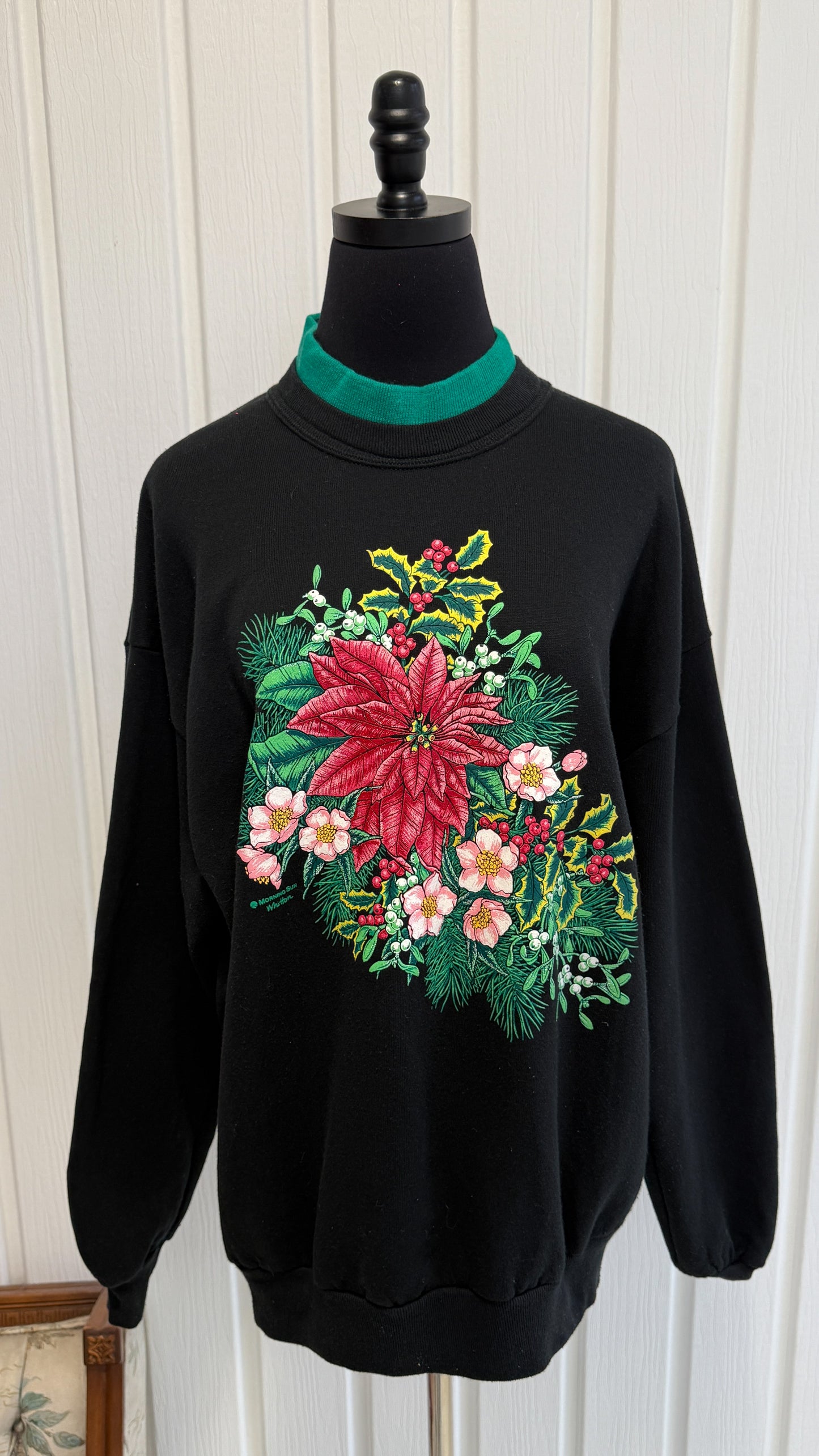 Chansail crewneck noir fleurs de Noël- large