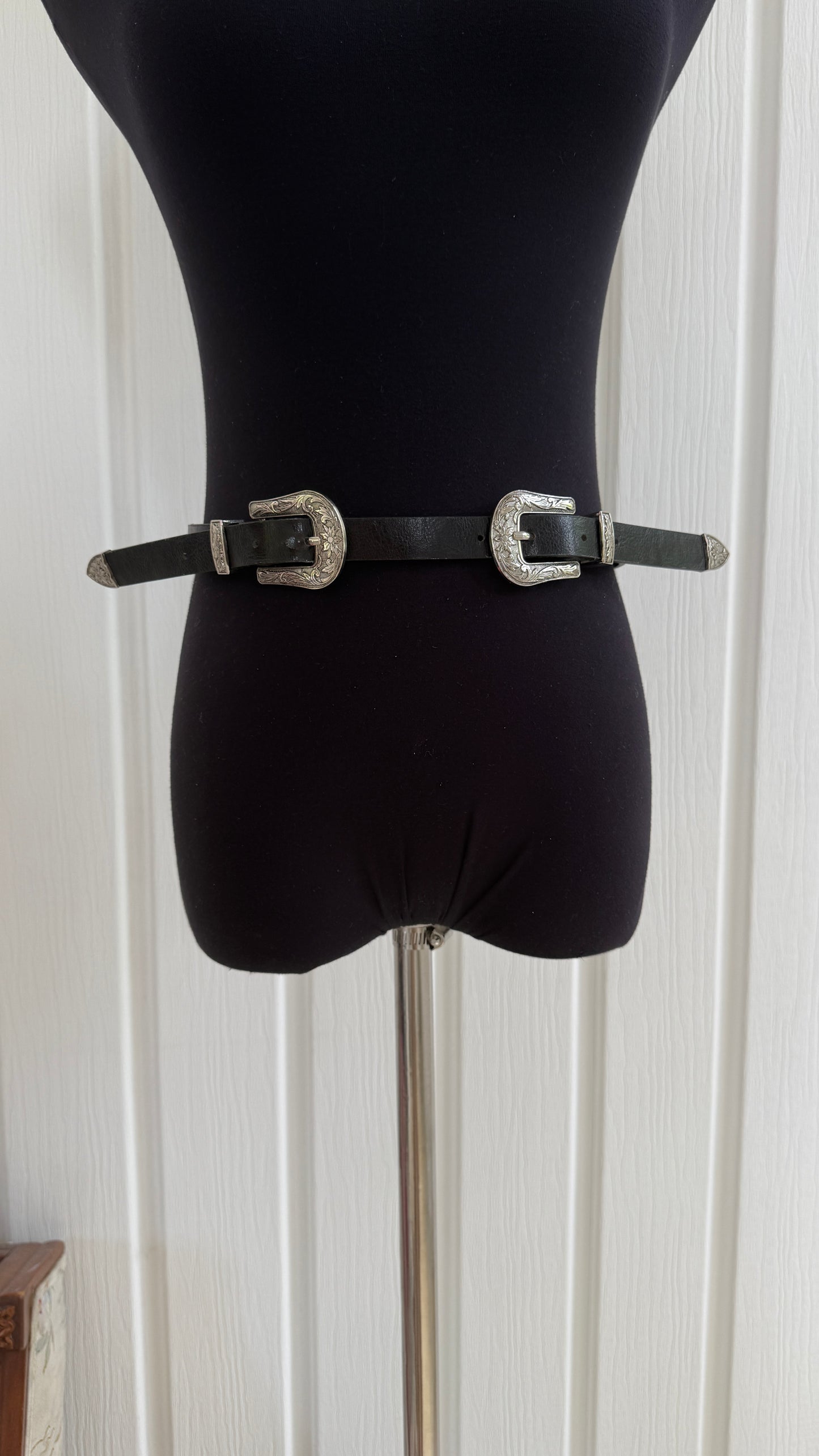 Ceinture noir deux boucles- medium